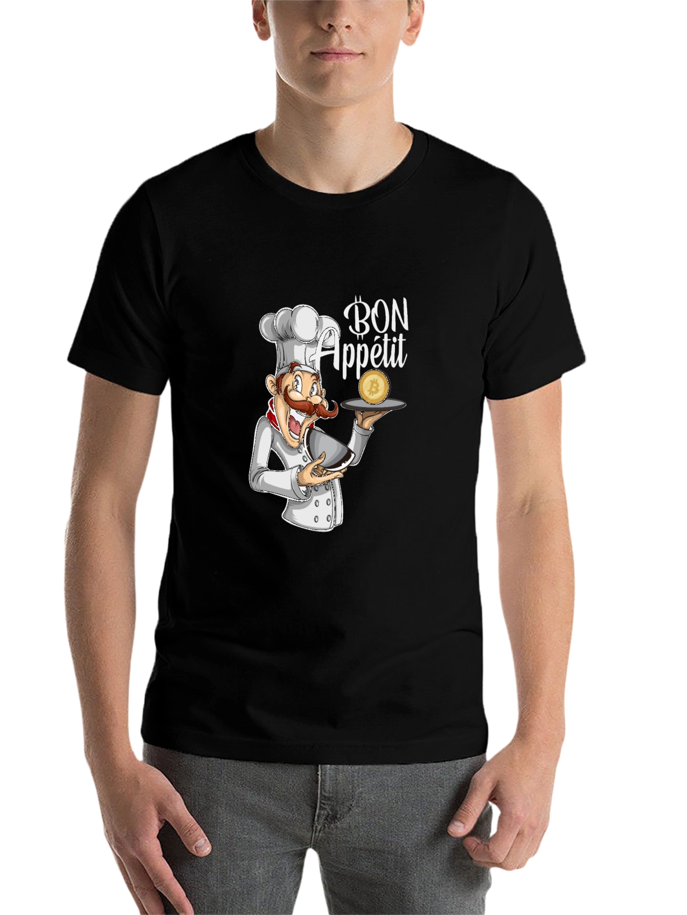 Black Bon Appetit Chef Bitcoin T-Shirt view 7