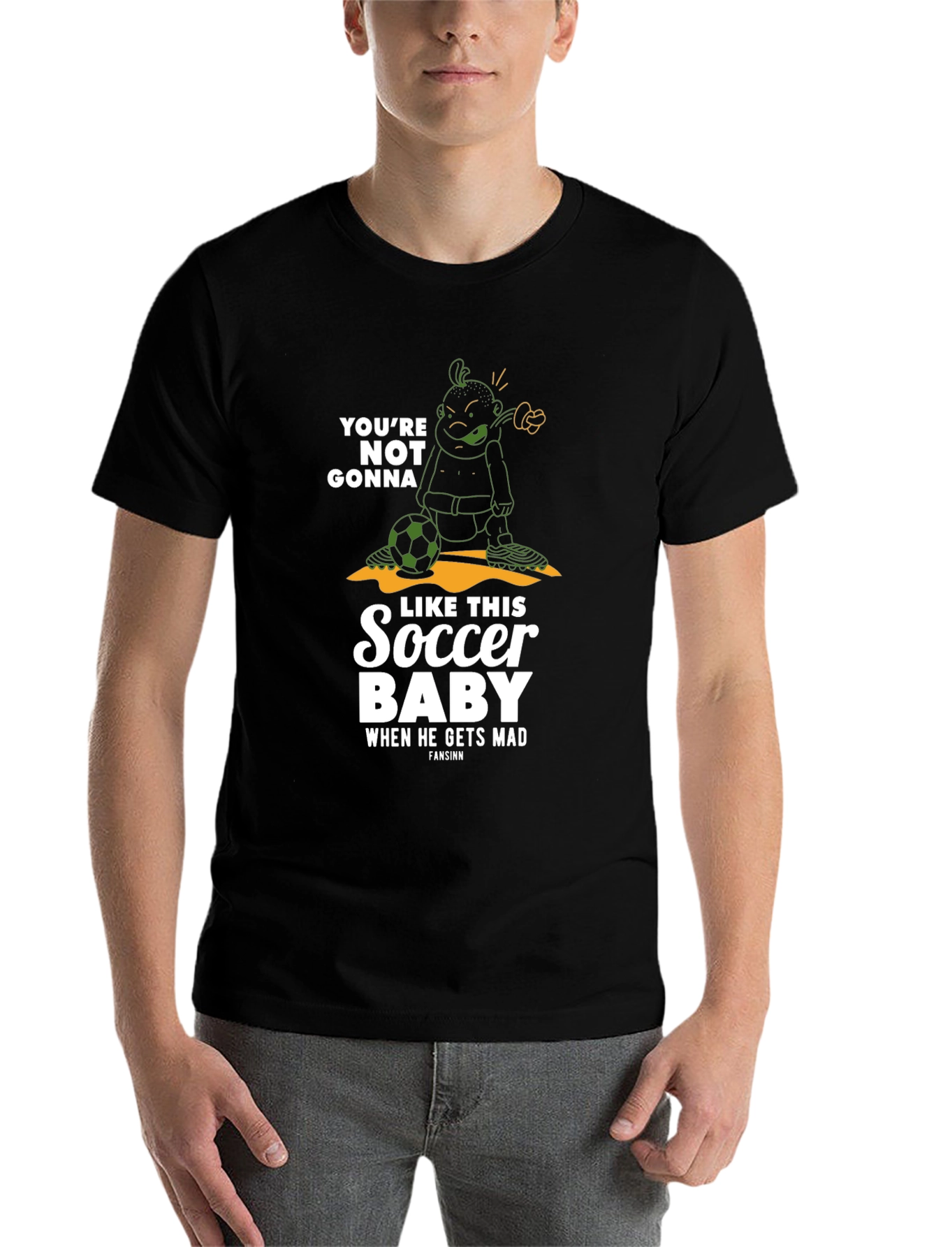 Black Funny Soccer Baby Graphic T-Shirt view 7