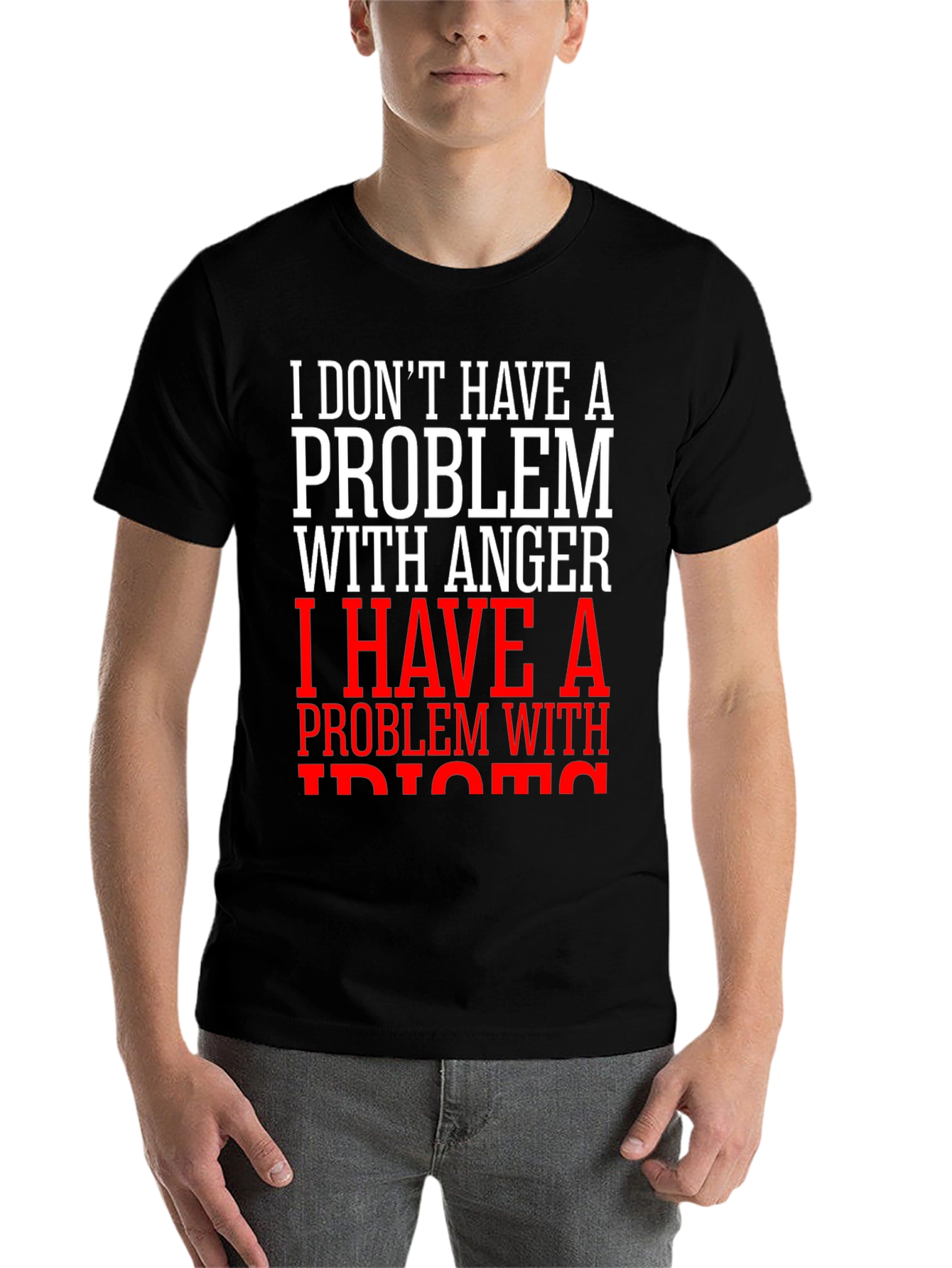 Black Funny Anger Problem Graphic T-Shirt view 7