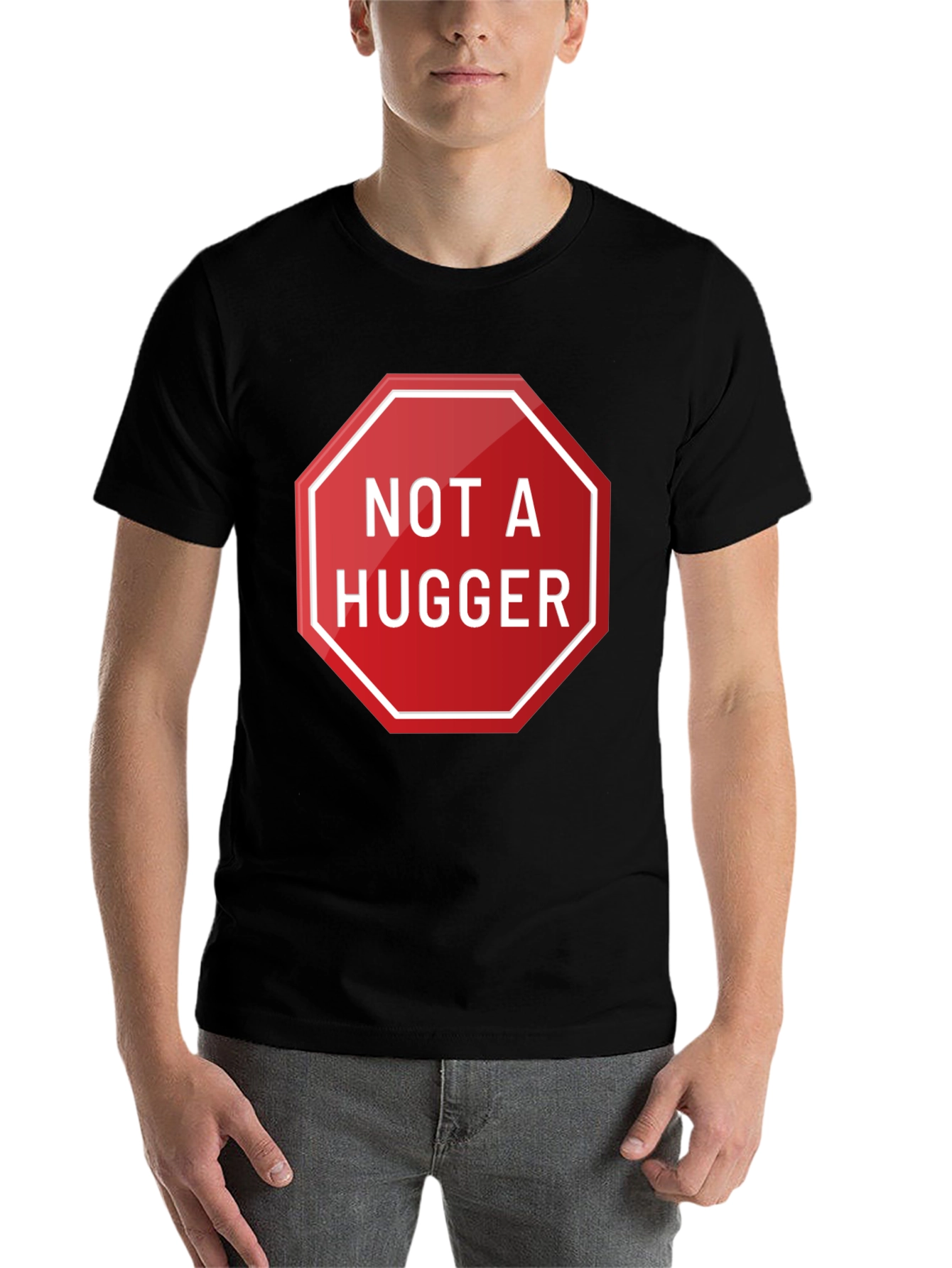 Black Not A Hugger Graphic T-Shirt - Funny Slogan Tee view 7