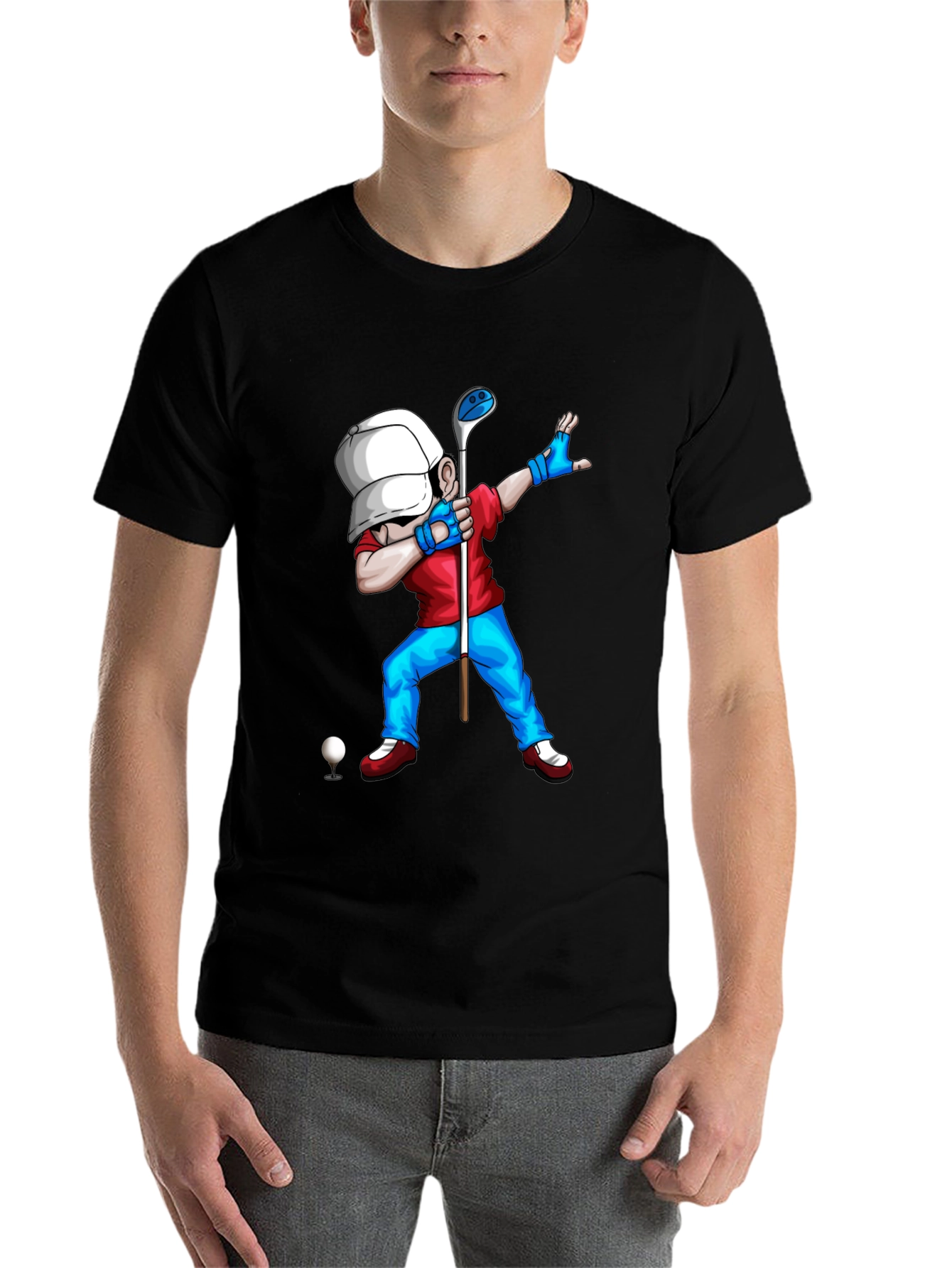 Black Golf Dabbing Cartoon Graphic Tee view 7