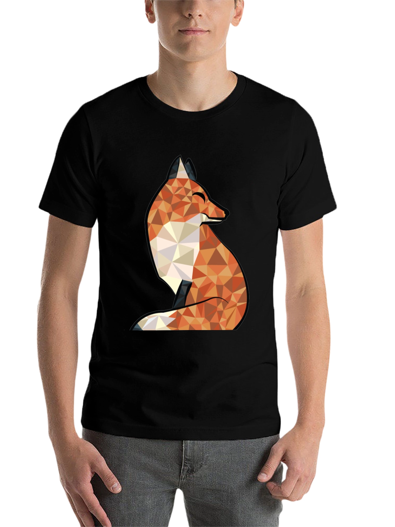 Black Geometric Fox Graphic Tee - Stylish & Unique Design view 7
