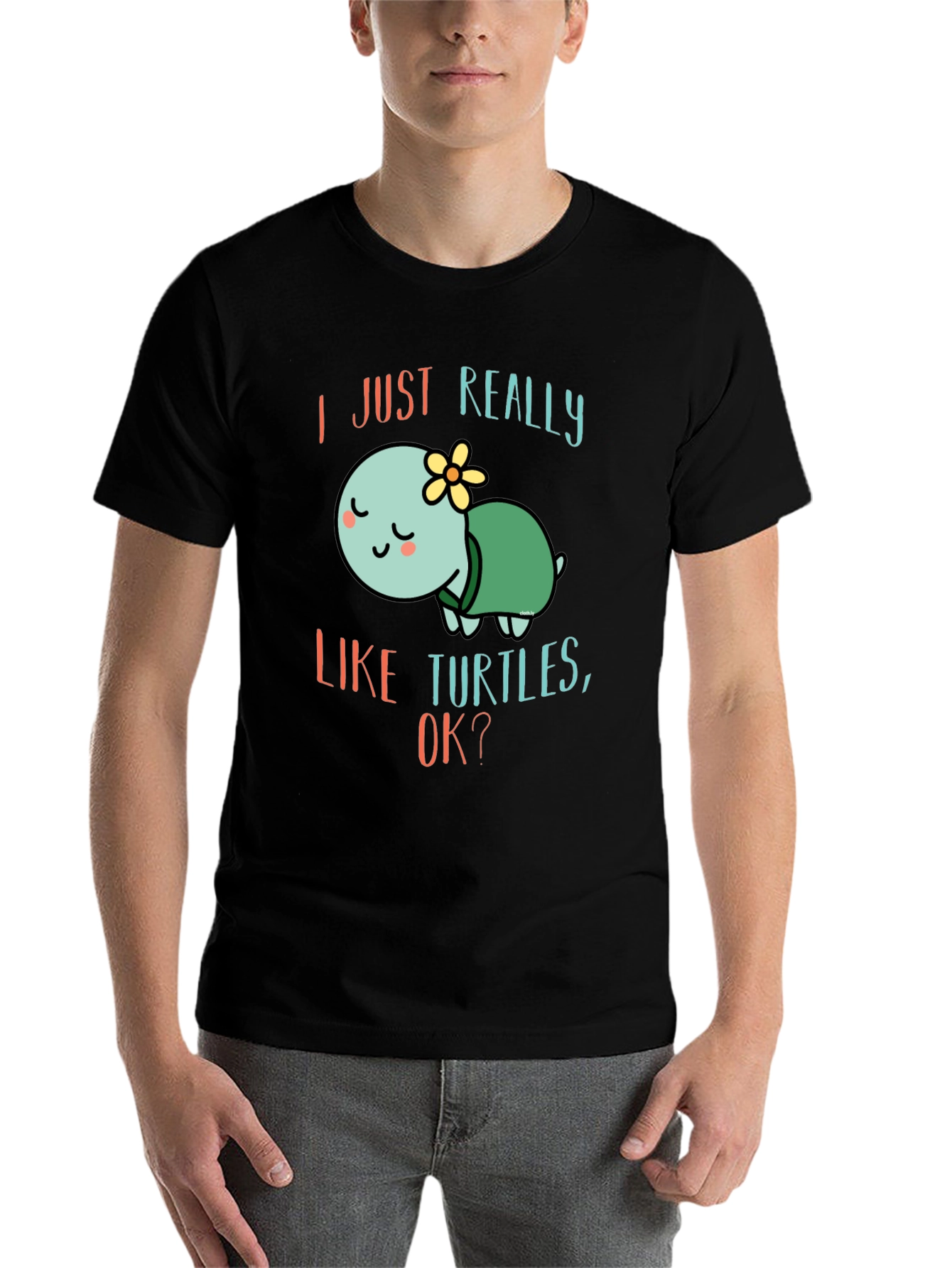 Black I Just Really Like Turtles T-Shirt Cute Cartoon Tee view 7