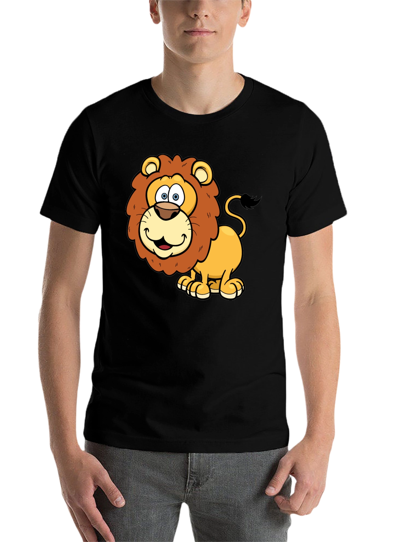 Black Lion Cartoon Graphic T-Shirt view 7