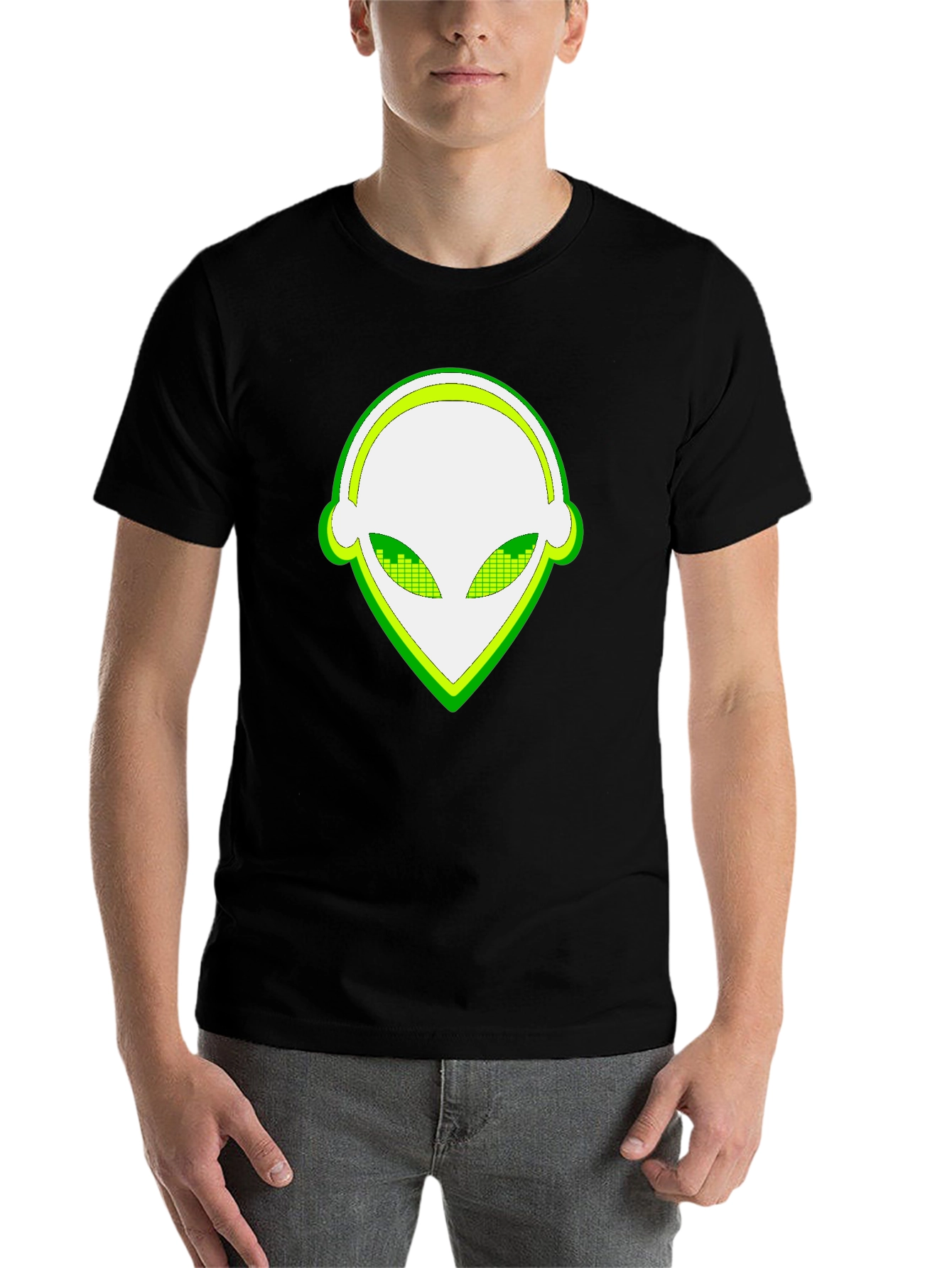 Black Alien Head T-Shirt - Cool Graphic Tee view 7