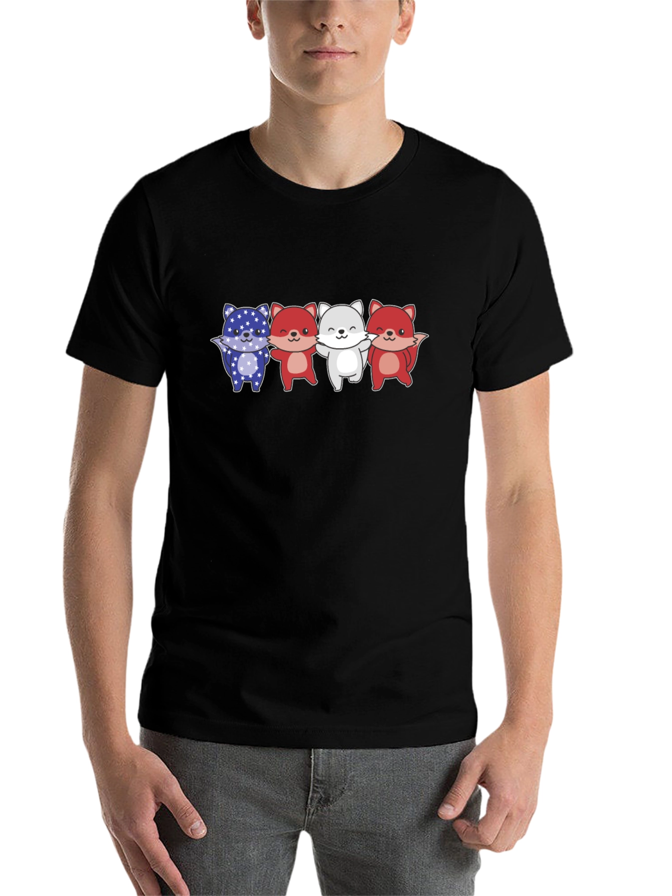 Black Patriotic Fox T-Shirt - USA Animal Design view 7