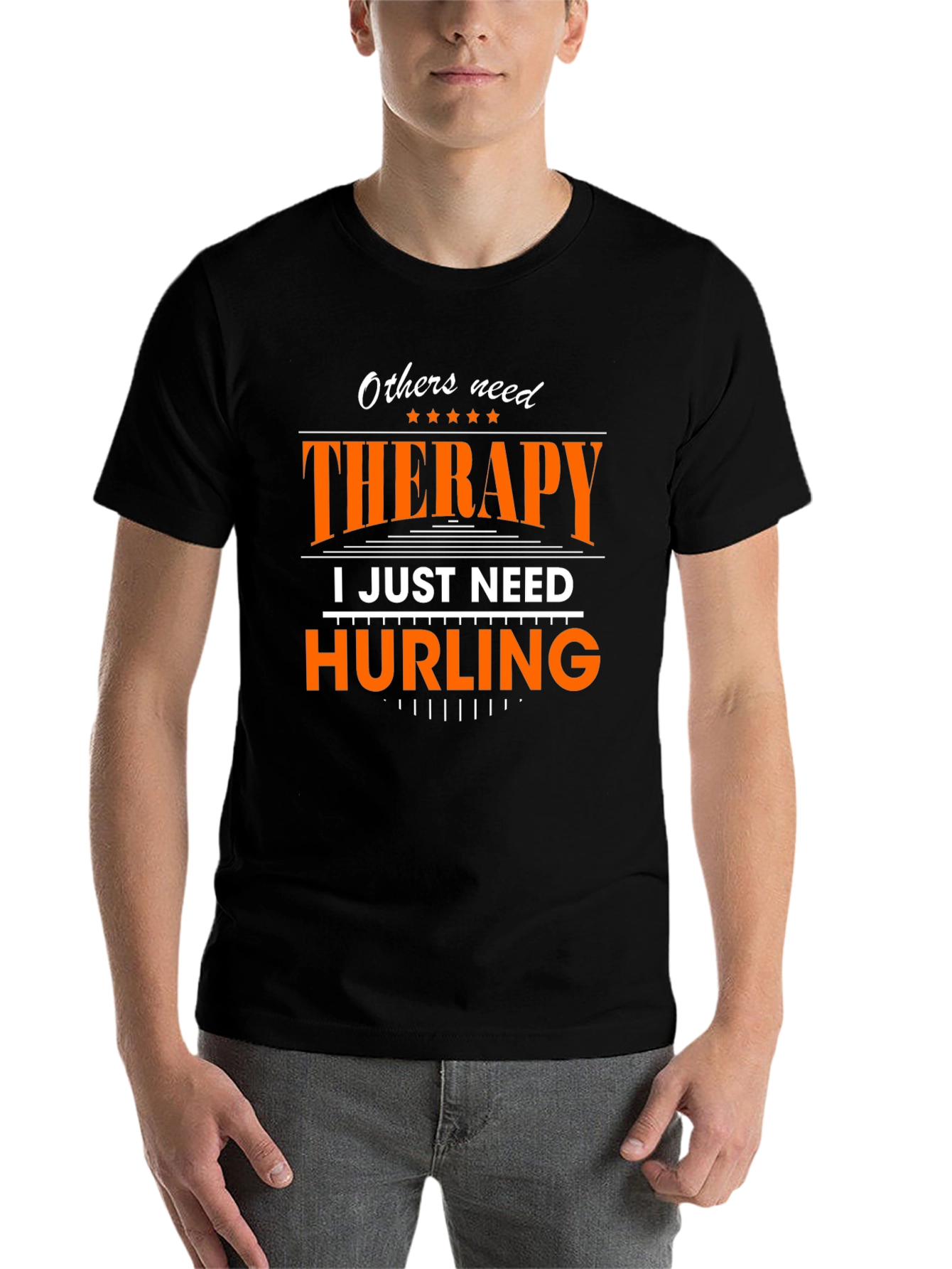 Black Therapy? I Just Need Hurling T-Shirt view 7