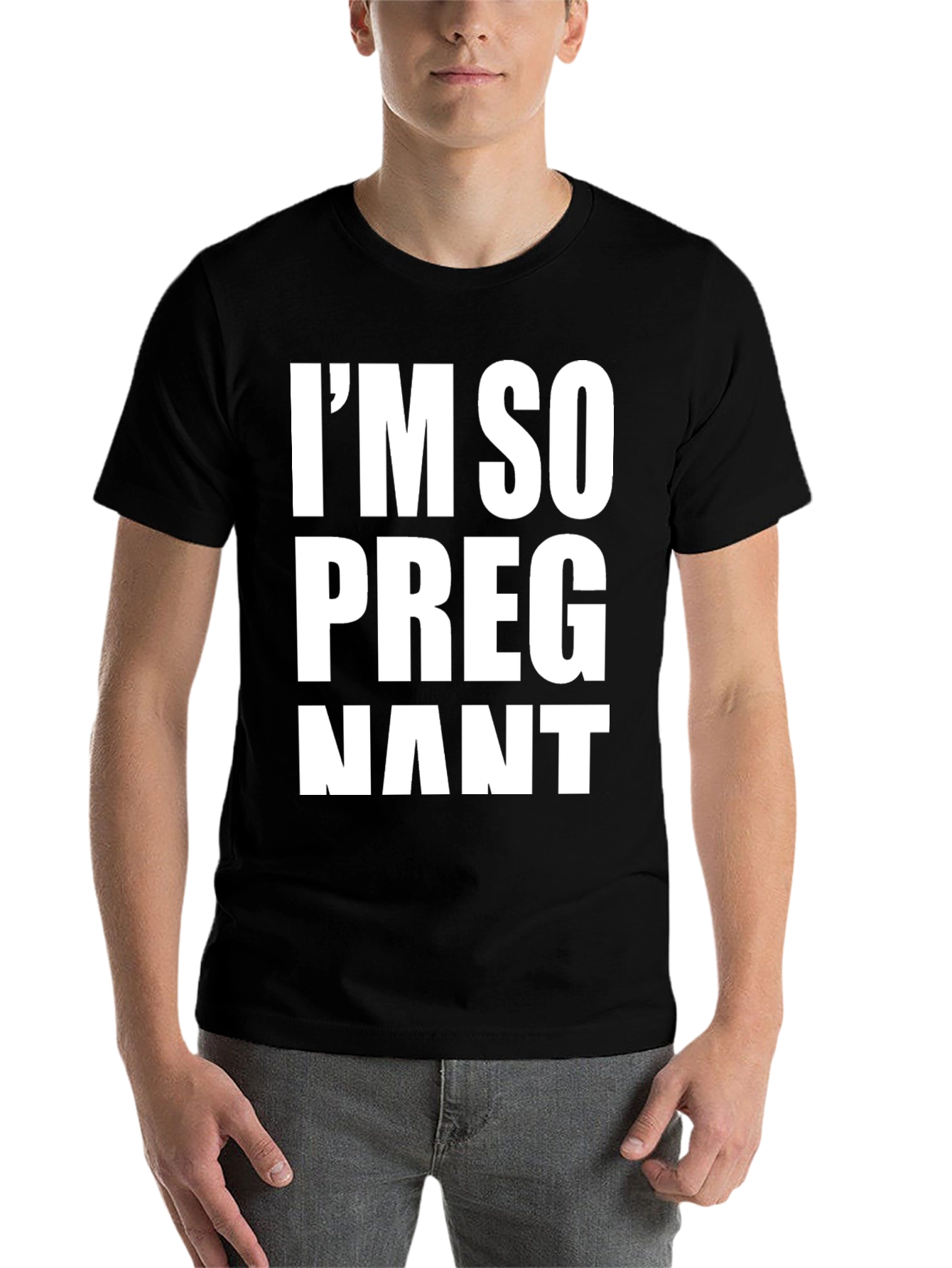 Black I'm So Pregnant T-Shirt - Humorous Graphic Tee view 7