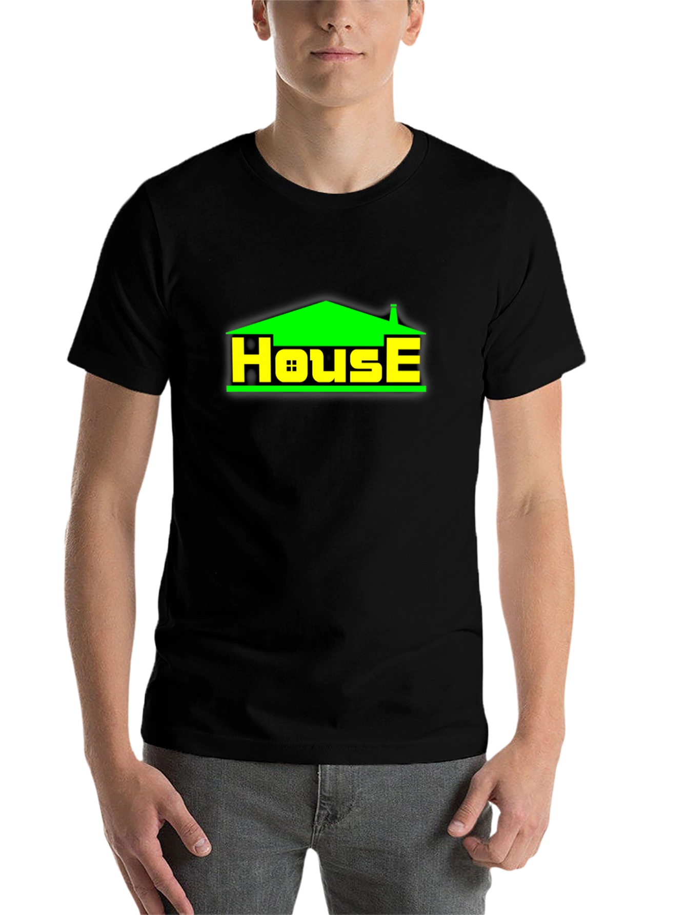 Black House Graphic T-Shirt - Black Crew Neck Tee view 7