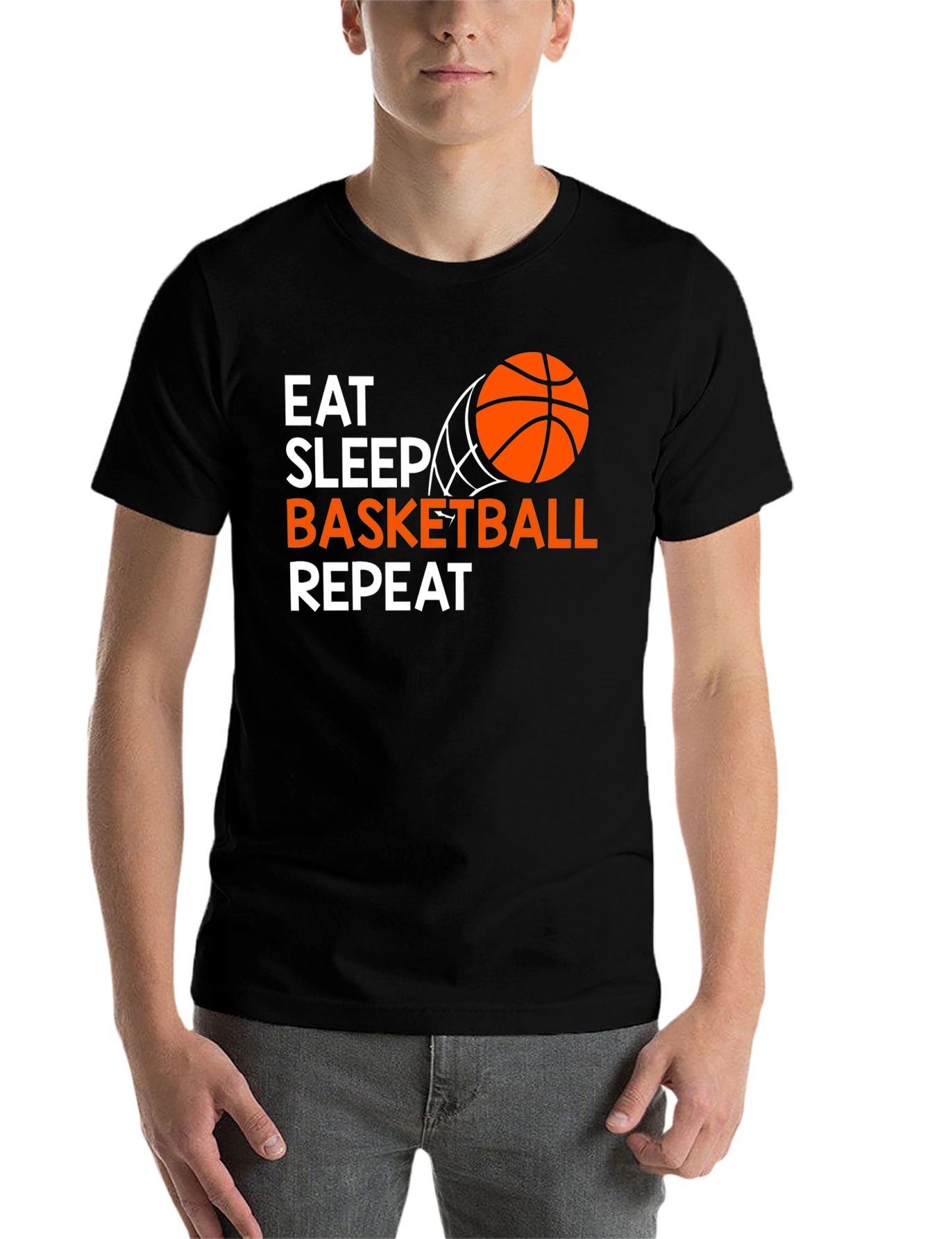 Black Eat Sleep Basketball Repeat T-Shirt view 7