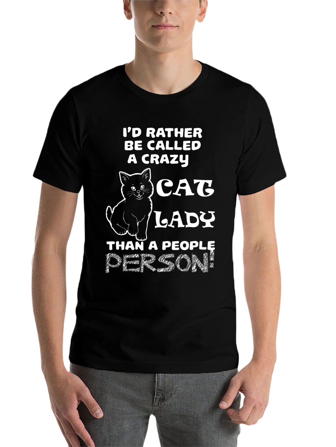 Black Crazy Cat Lady Graphic Tee - Black view 7