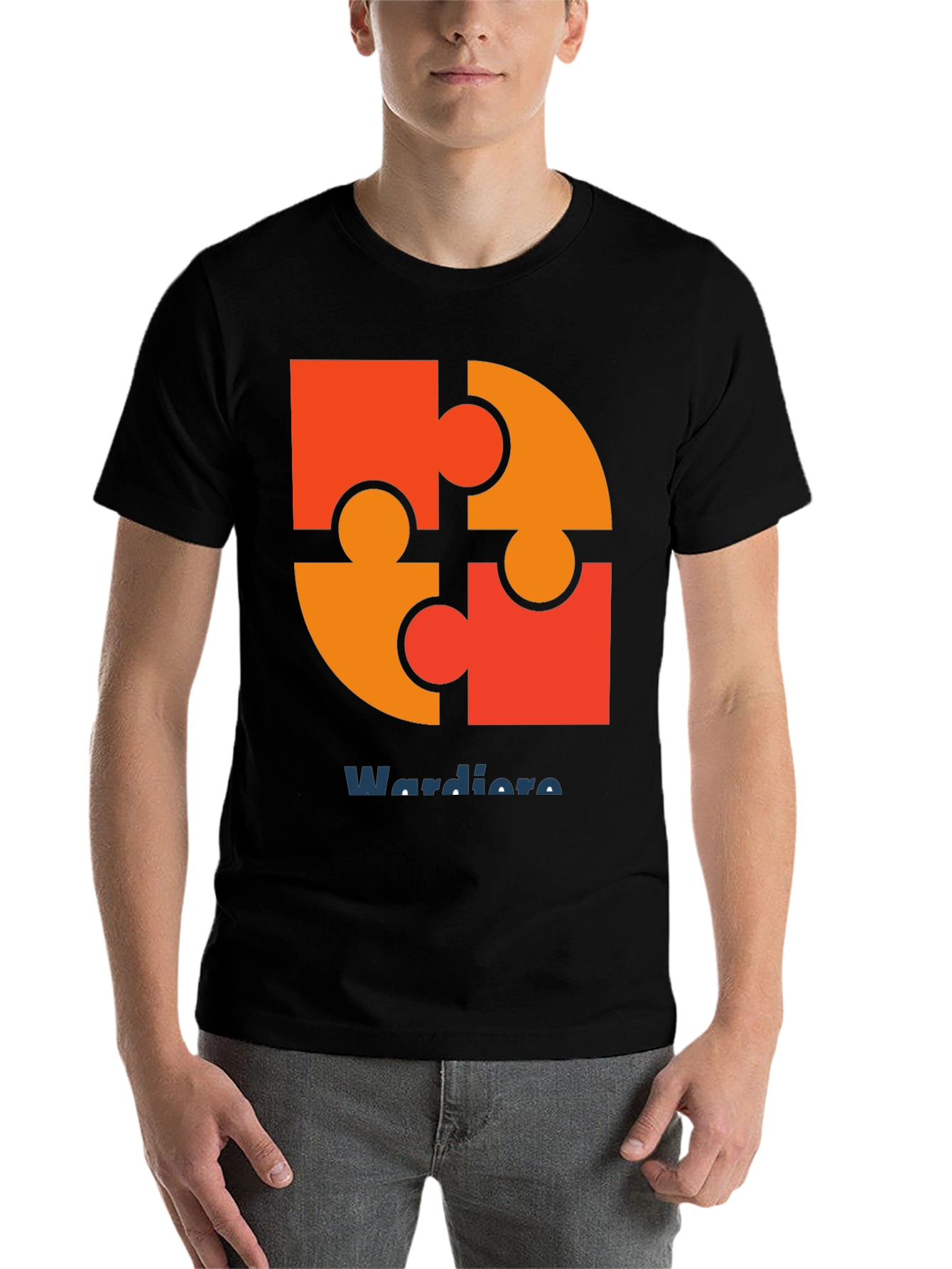 Black Puzzle Piece Graphic Tee - Wardiore Printed T-Shirt view 7