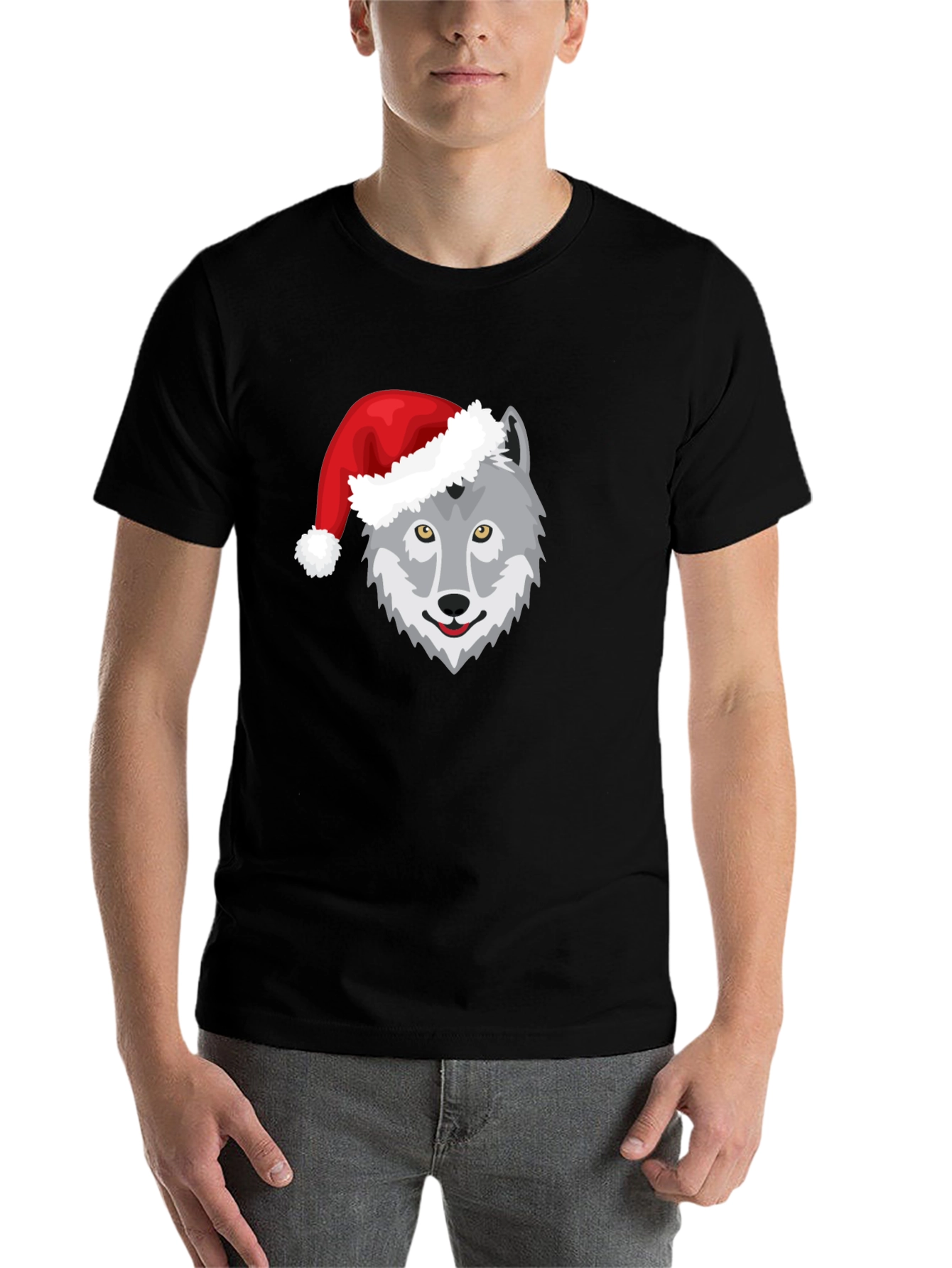 Black Wolf Christmas T-Shirt view 7