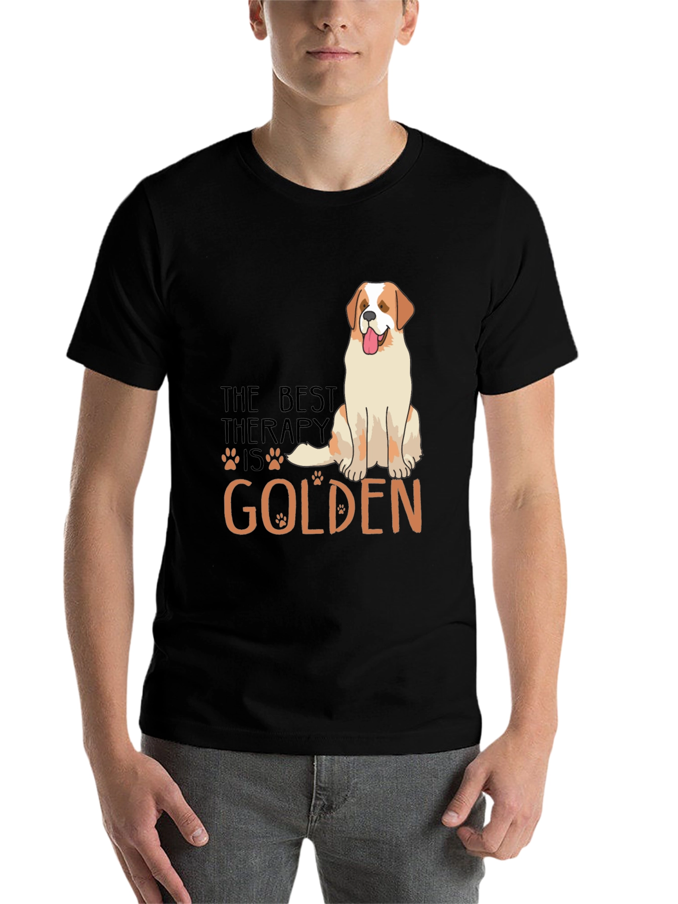 Black Golden Therapy Dog Graphic T-Shirt view 7