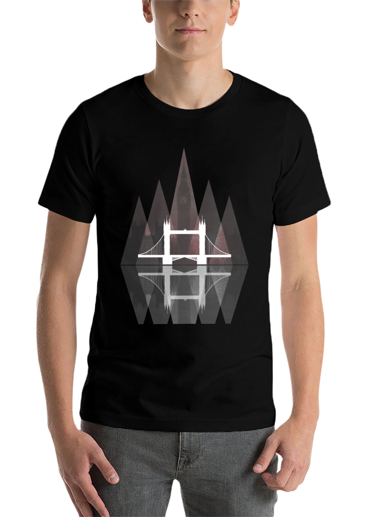 Black London Bridge Graphic Tee - Modern Design view 7