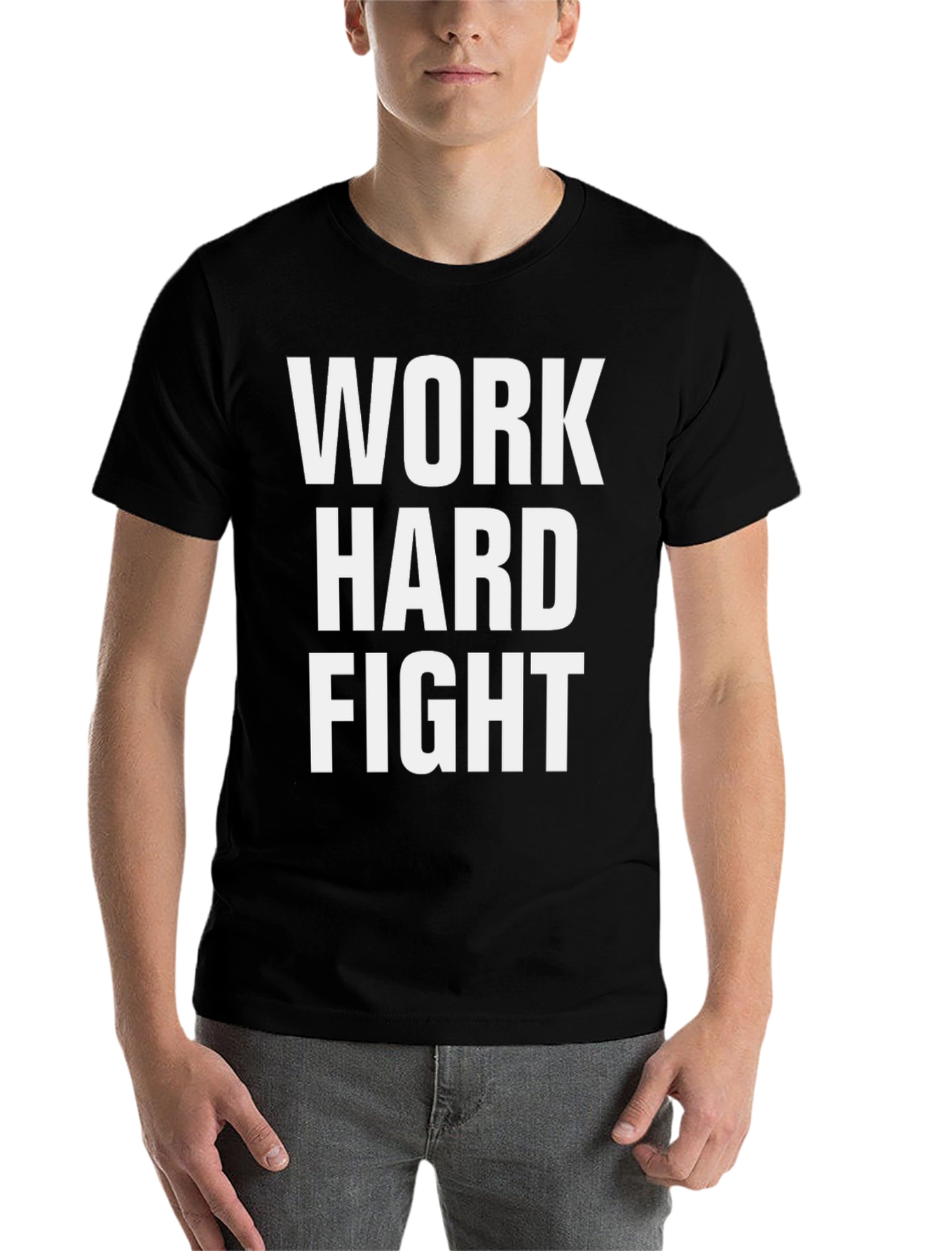 Black Work Hard Fight T-Shirt - Motivational Graphic Tee view 7