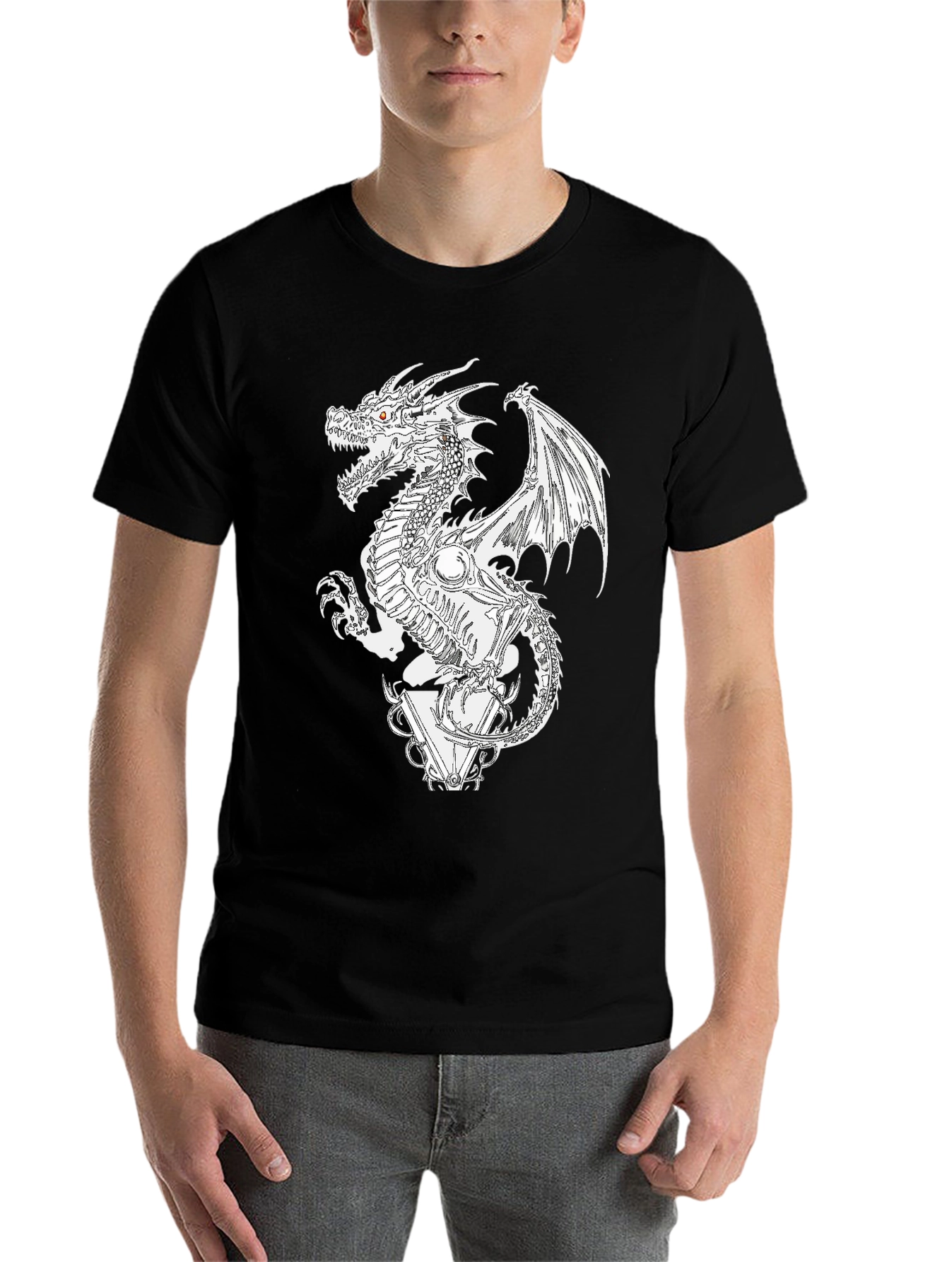 Black Dragon Skeleton Graphic Tee - Black view 7