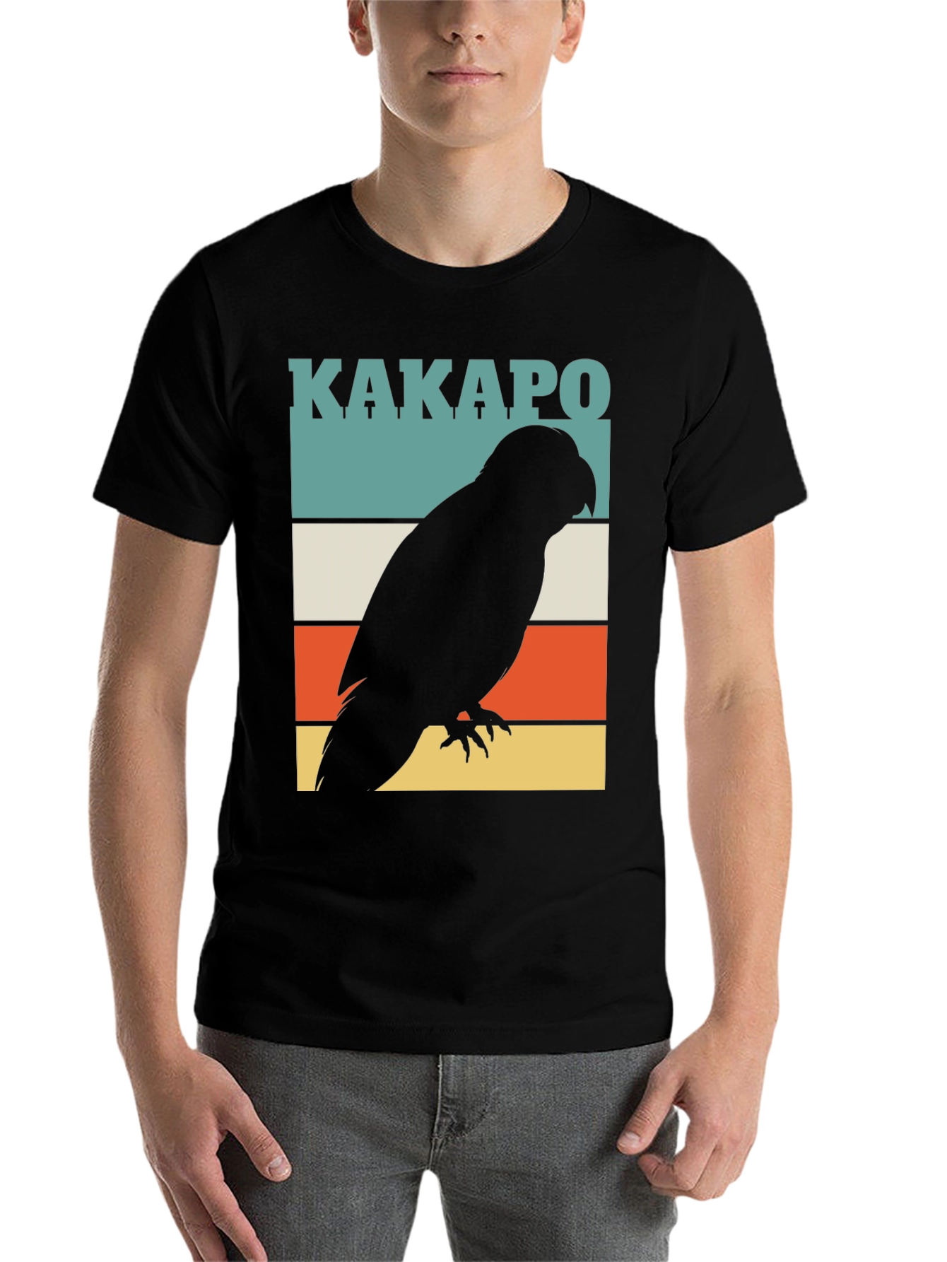 Black Kakapo Parrot Silhouette T-Shirt view 7