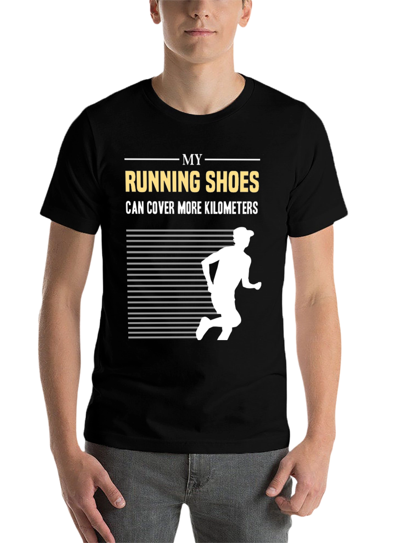 Black Running Shoes Kilometers Graphic Tee view 7