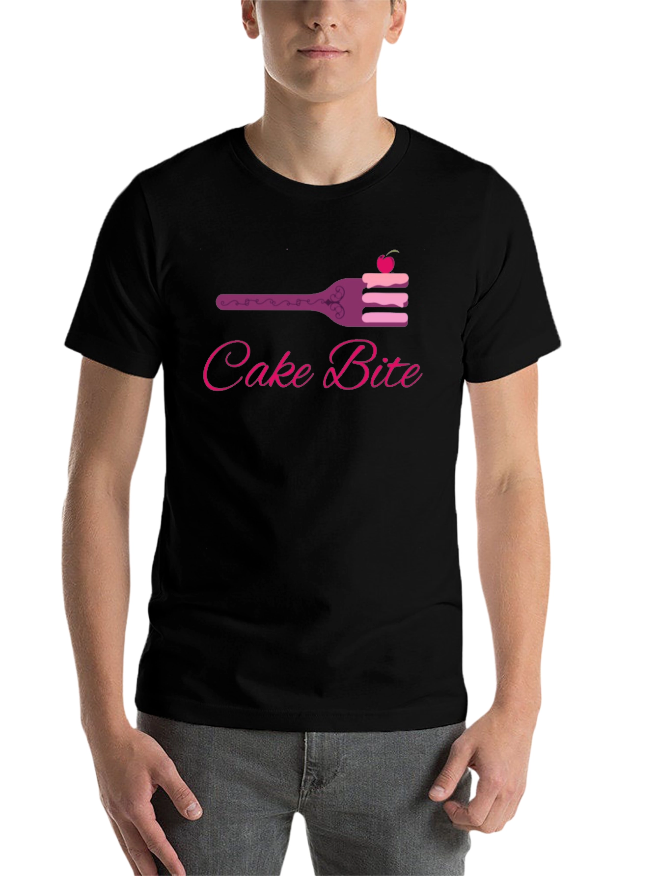 Black Cake Bite Graphic Tee - Sweet Treat Design view 7