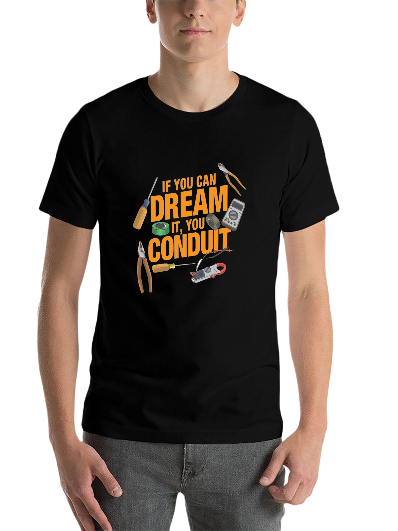 Black Dream Conduit Graphic T-Shirt - Electrician Apparel view 7