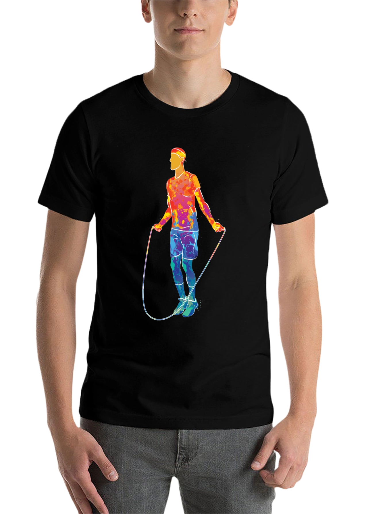 Black Retro Jump Rope Athlete Graphic T-Shirt view 7