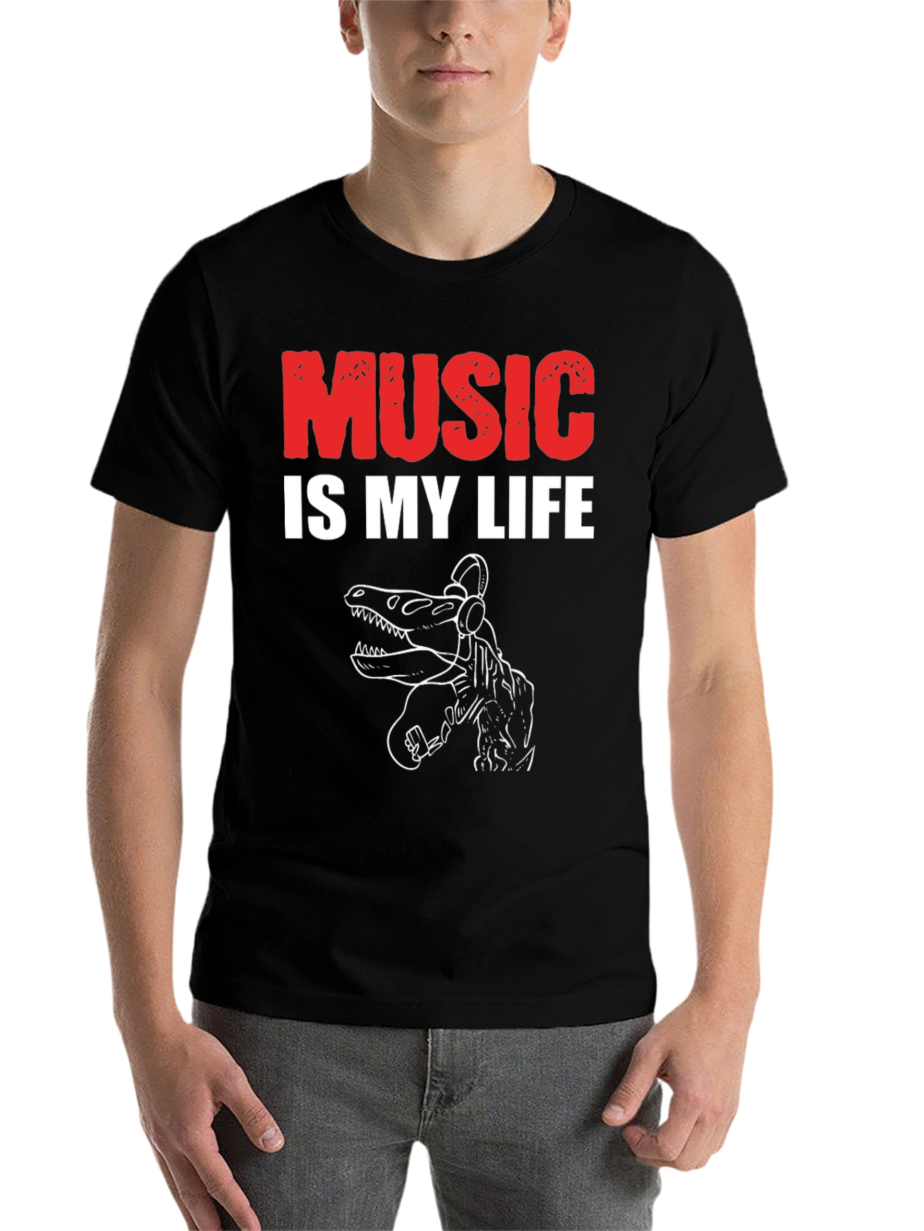Black Music is My Life Dinosaur T-Shirt view 7