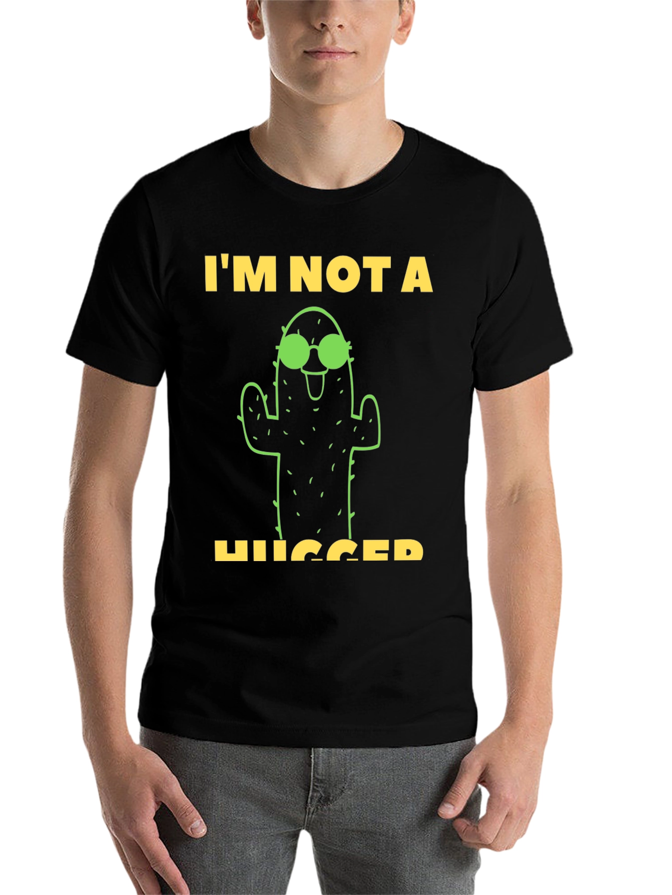 Black I'm Not A Hugger Cactus Graphic Tee view 7