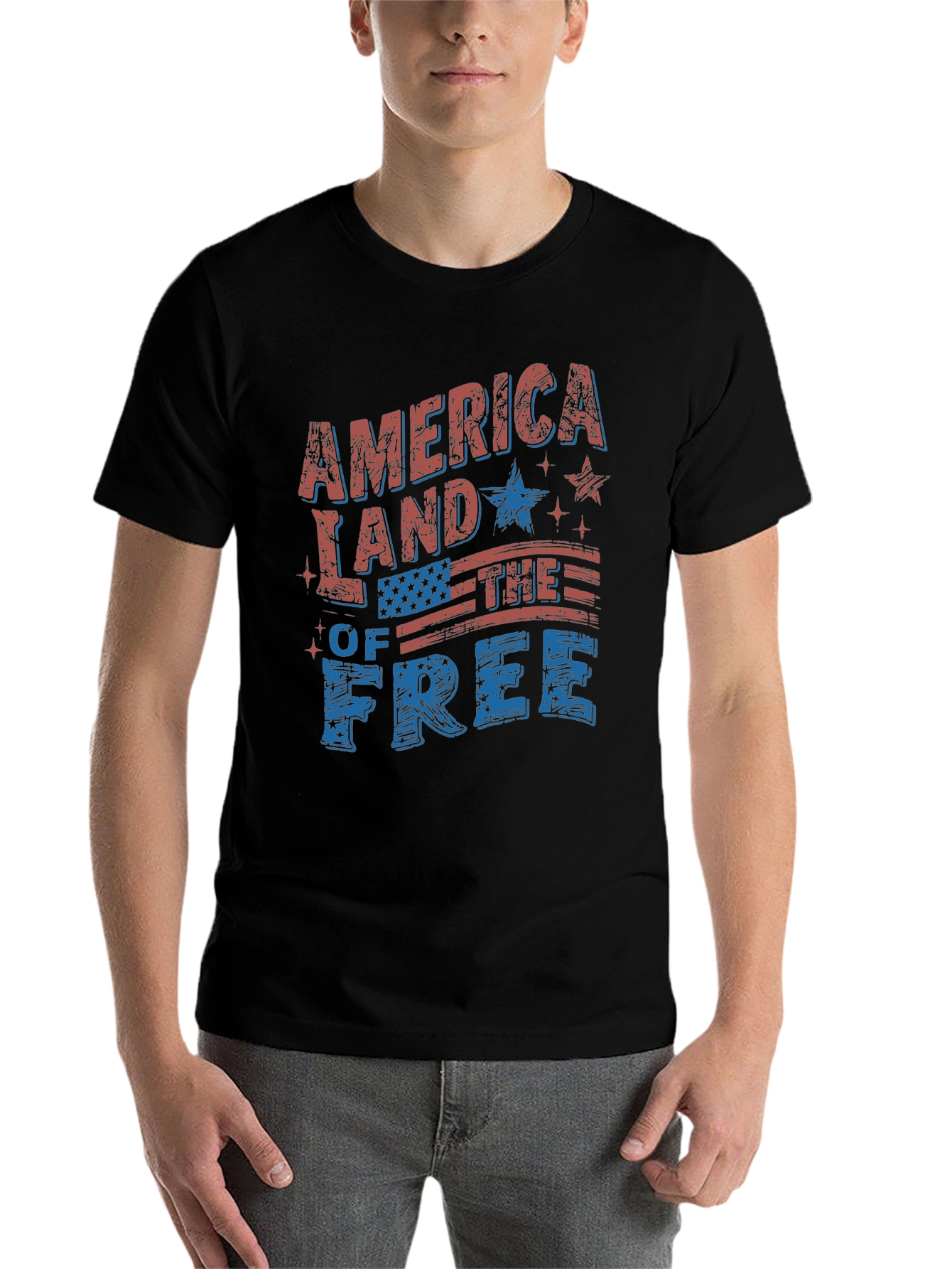 America Land of the Free Patriotic Graphic Tee - 7
