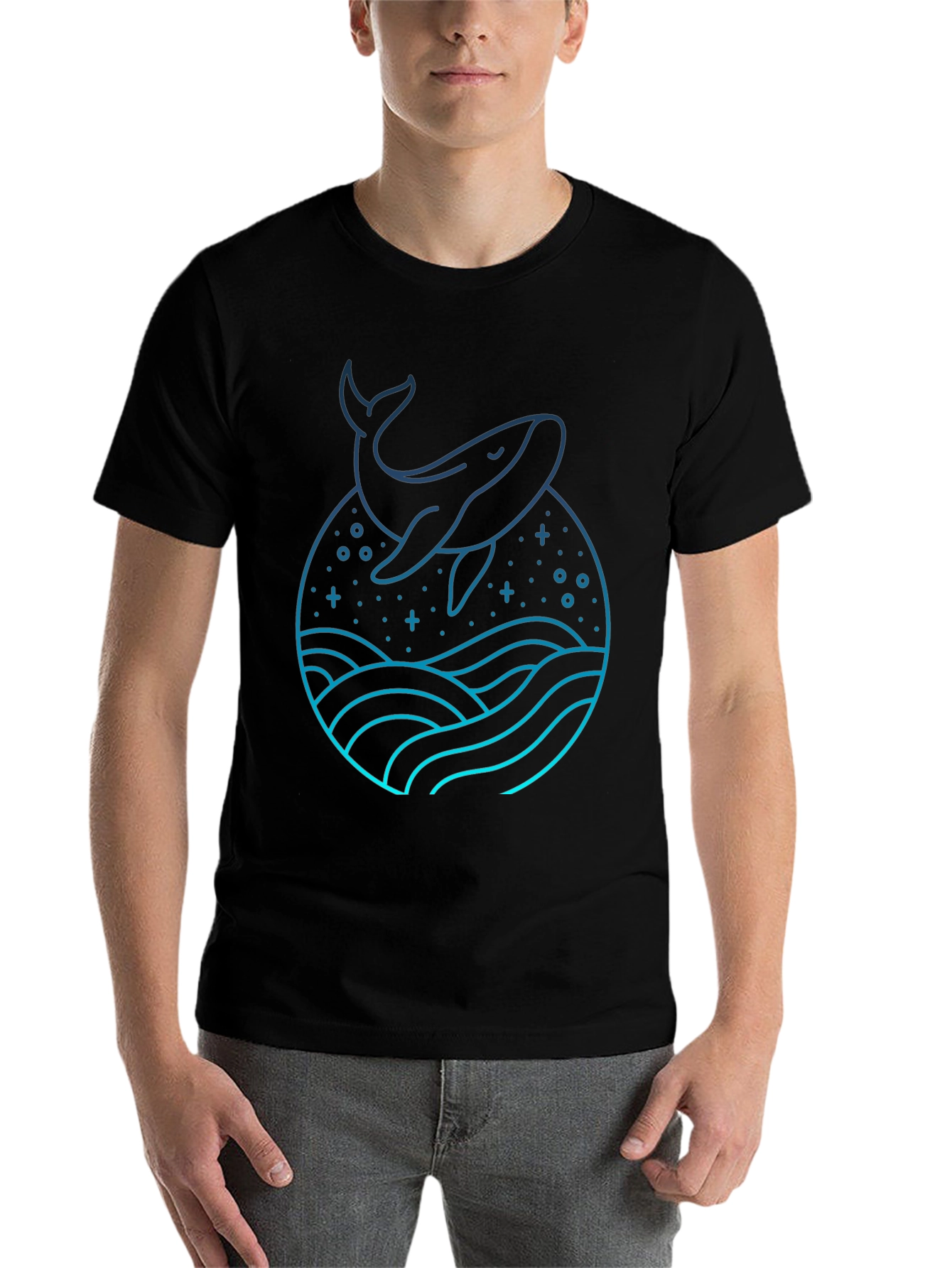 Black Whale Graphic Tee - Black Cotton Blend view 7