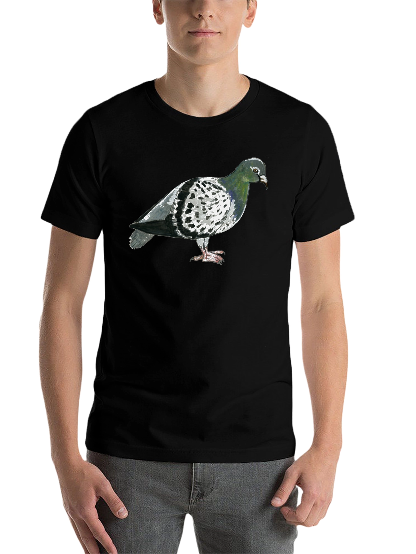 Black Pigeon Graphic T-Shirt - Black Crew Neck Tee view 7