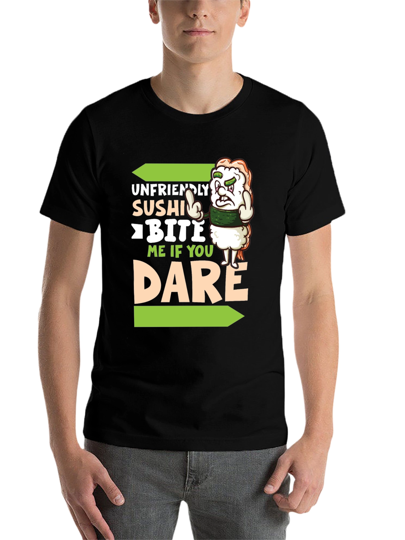 Black Unfriendly Sushi T-Shirt - Bite Me If You Dare! view 7