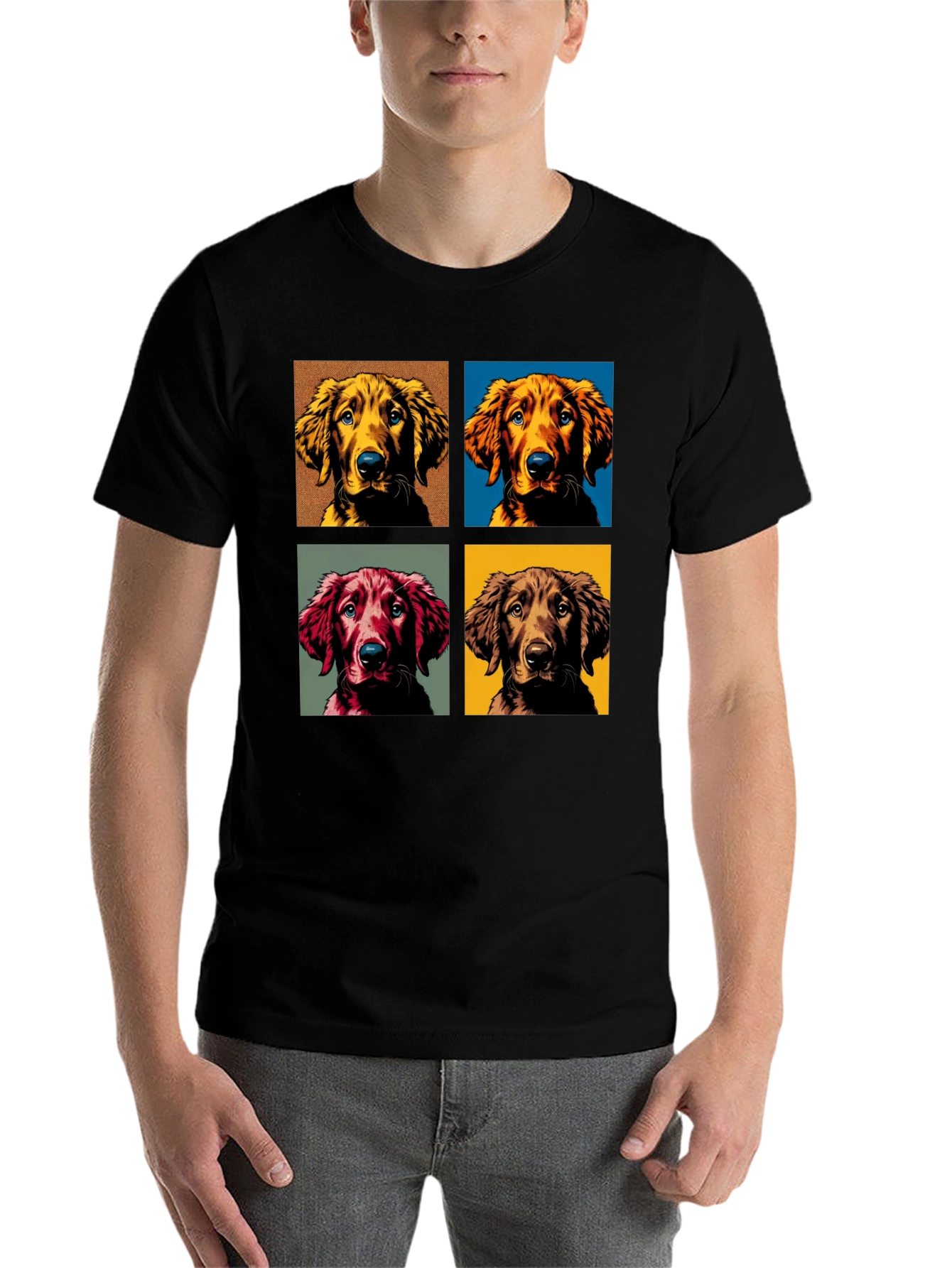 Black Dog Portrait Black T-Shirt view 7