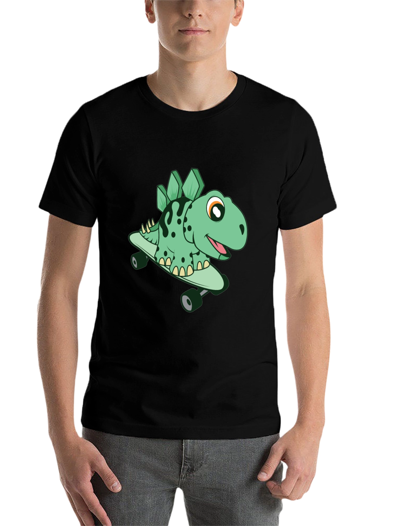 Black Skateboarding Dino T-Shirt view 7
