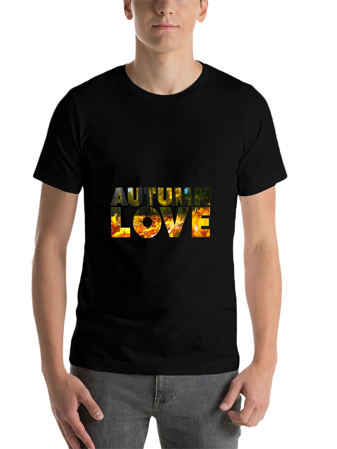 Black Autumn Love Graphic T-Shirt - Fall Season Tee view 7