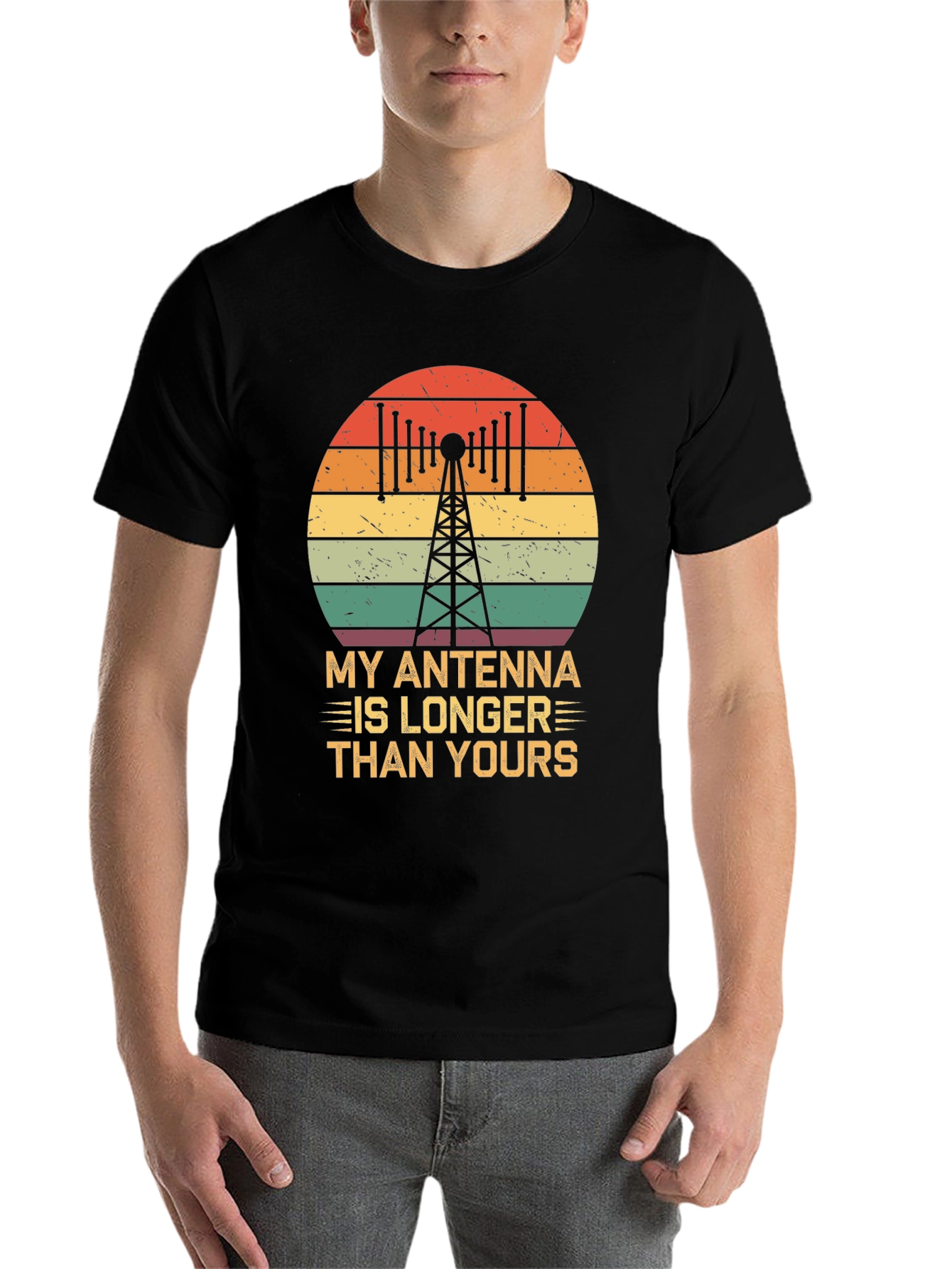 Black Antenna Longer Than Yours Funny Ham Radio T-Shirt view 7