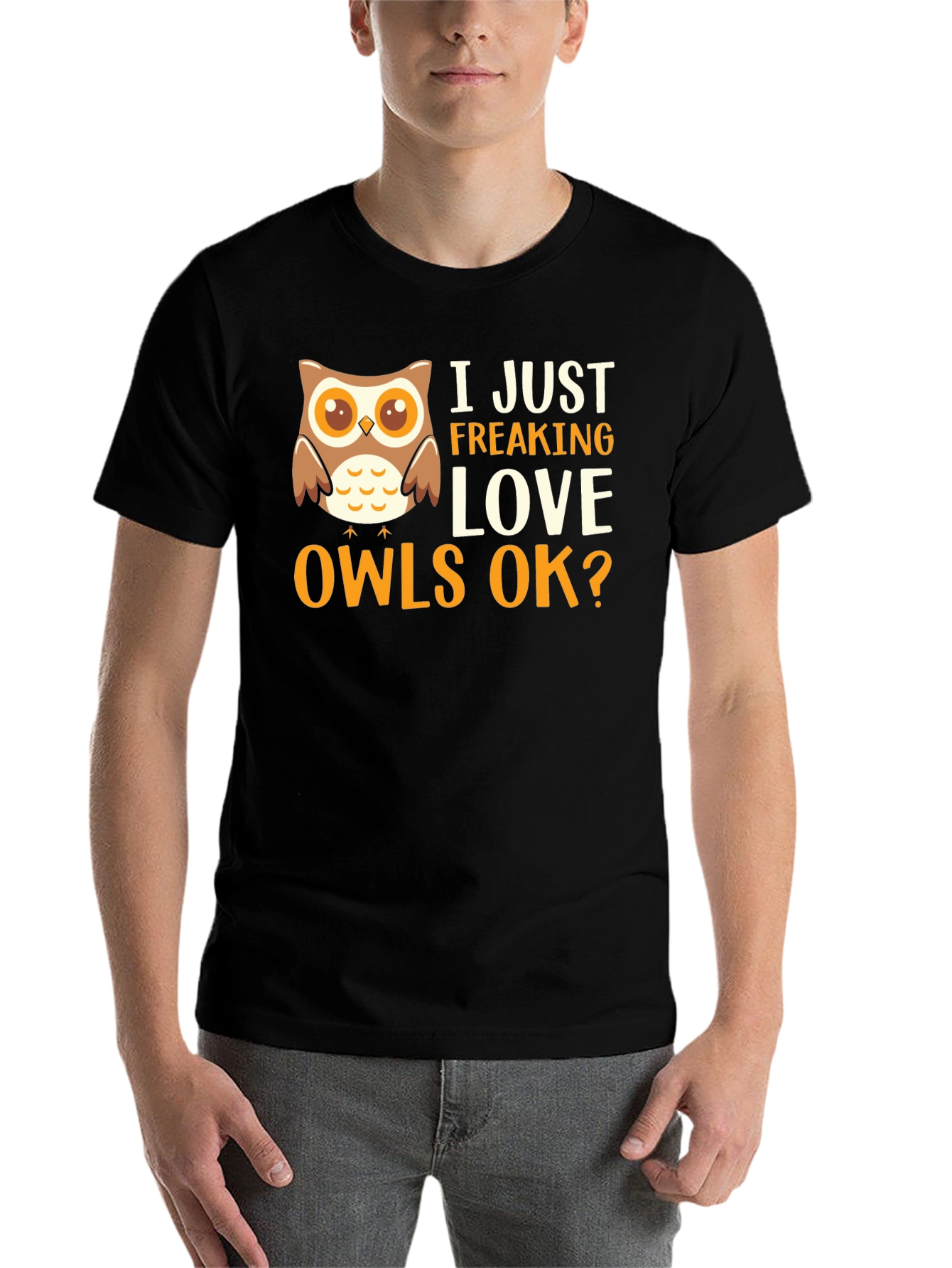 Black I Just Freaking Love Owls Graphic T-Shirt view 7