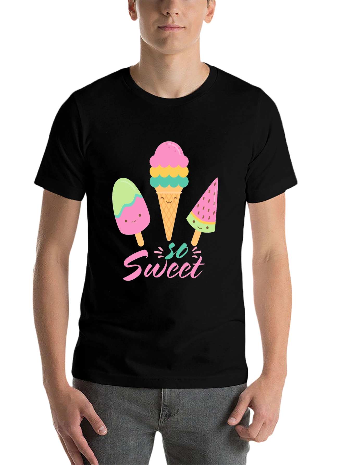 Black So Sweet Ice Cream Graphic T-Shirt view 7