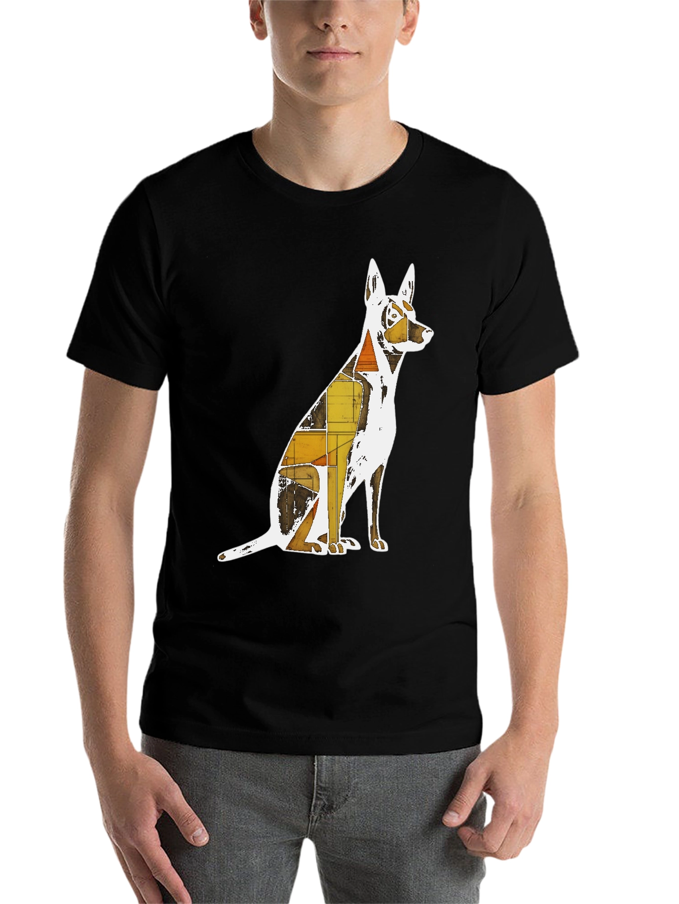 Black Abstract Dog Graphic T-Shirt - Stylish Unisex Tee view 7