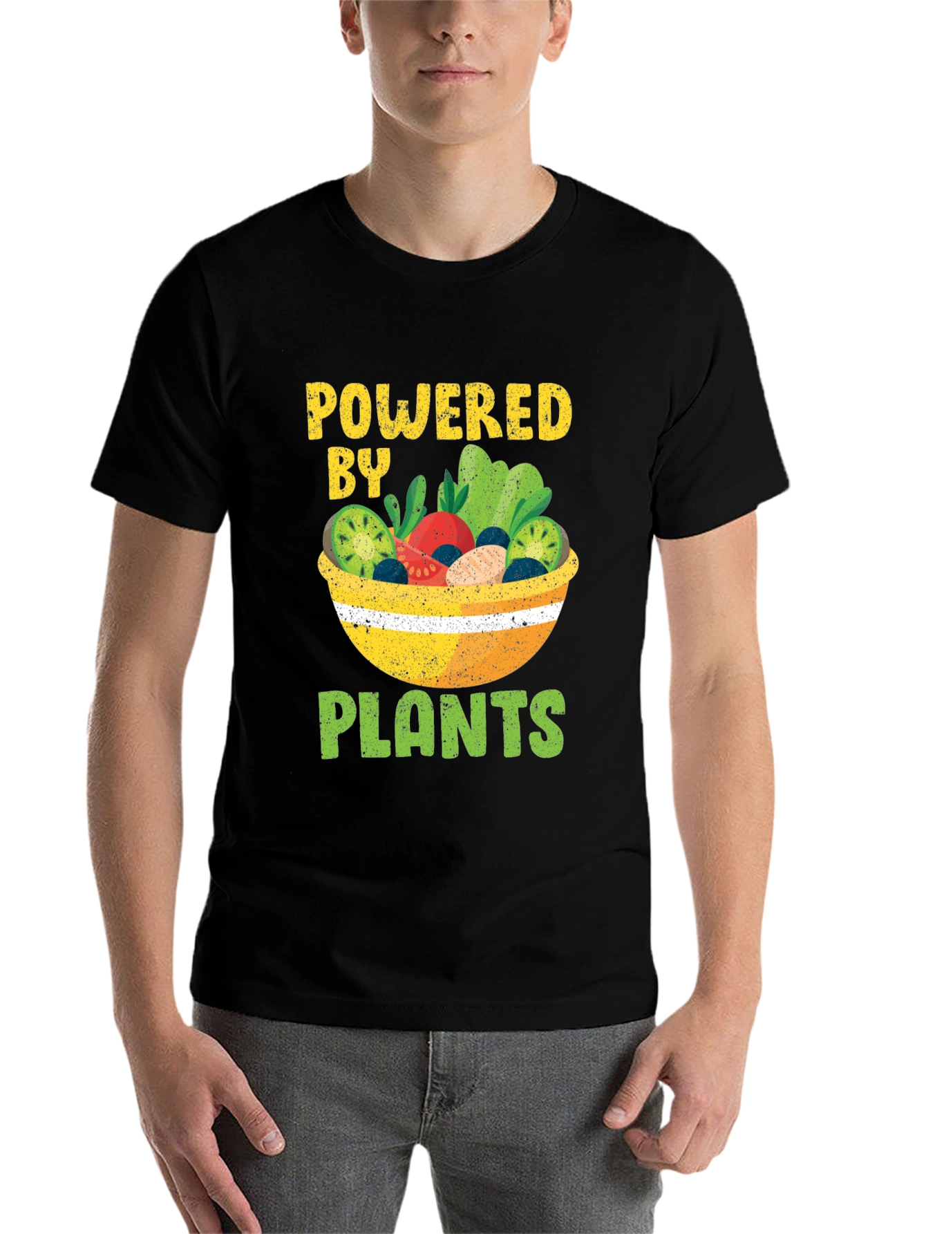 Black Powered by Plants Vegan T-Shirt view 7