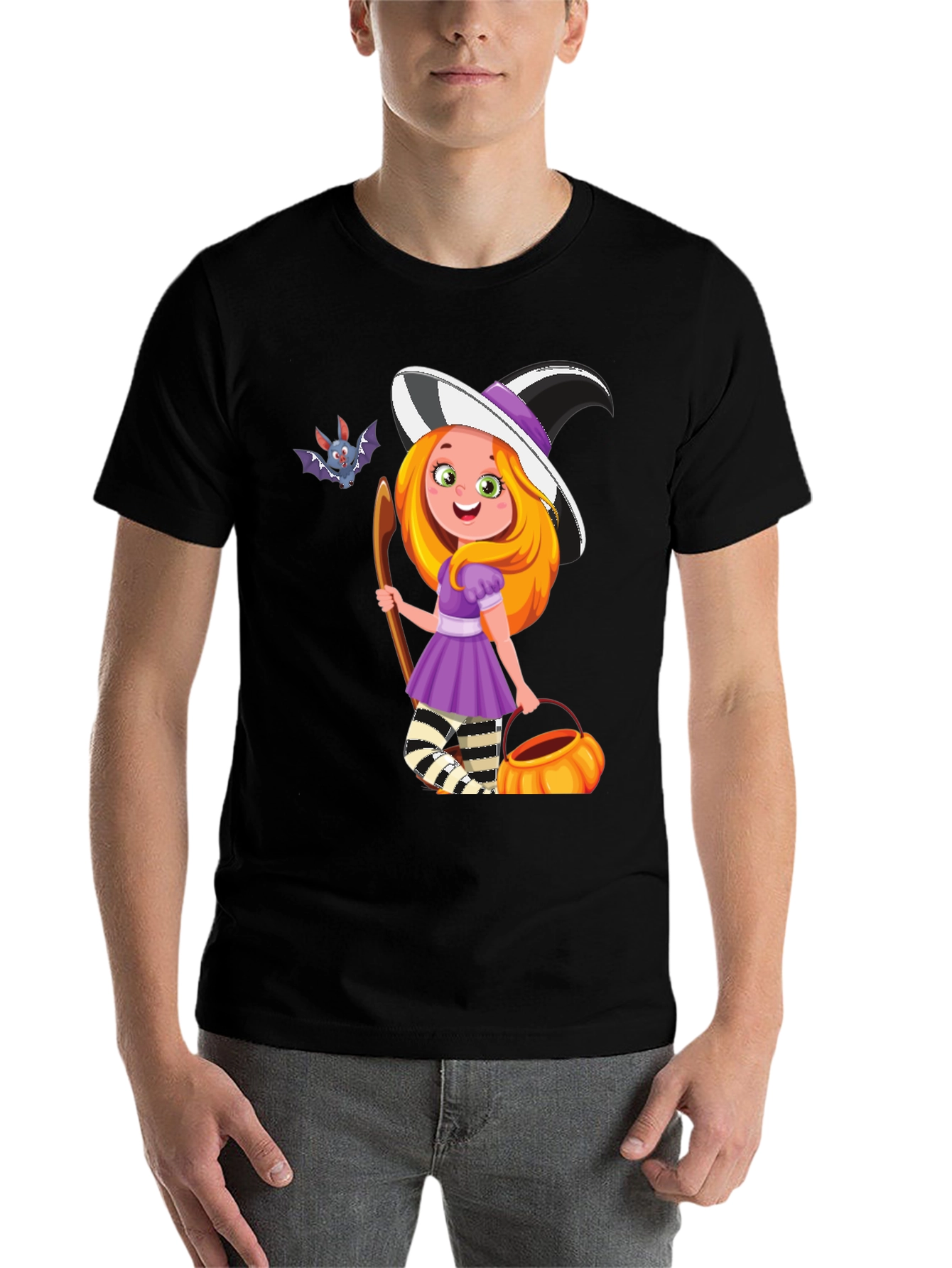 Black Halloween Witch Girl T-Shirt view 7