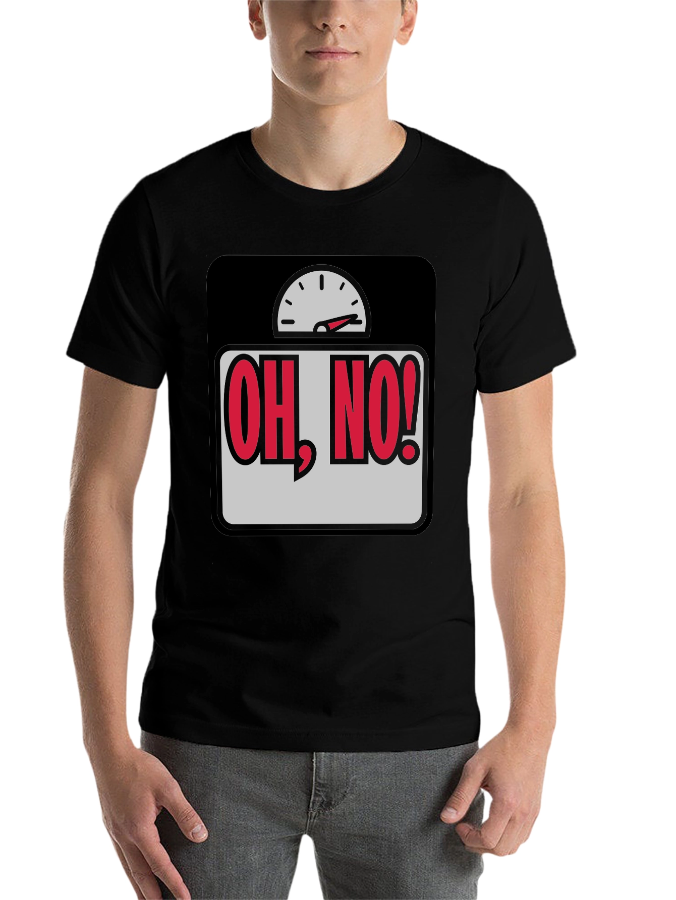 Black Oh, No! Scale Graphic T-Shirt - Weight Humor Tee view 7