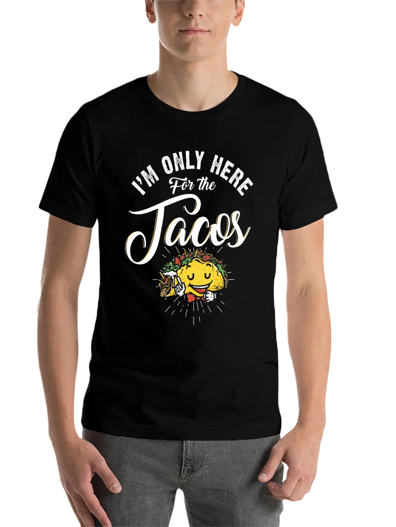 Black I'm Only Here For The Tacos Black T-Shirt view 7