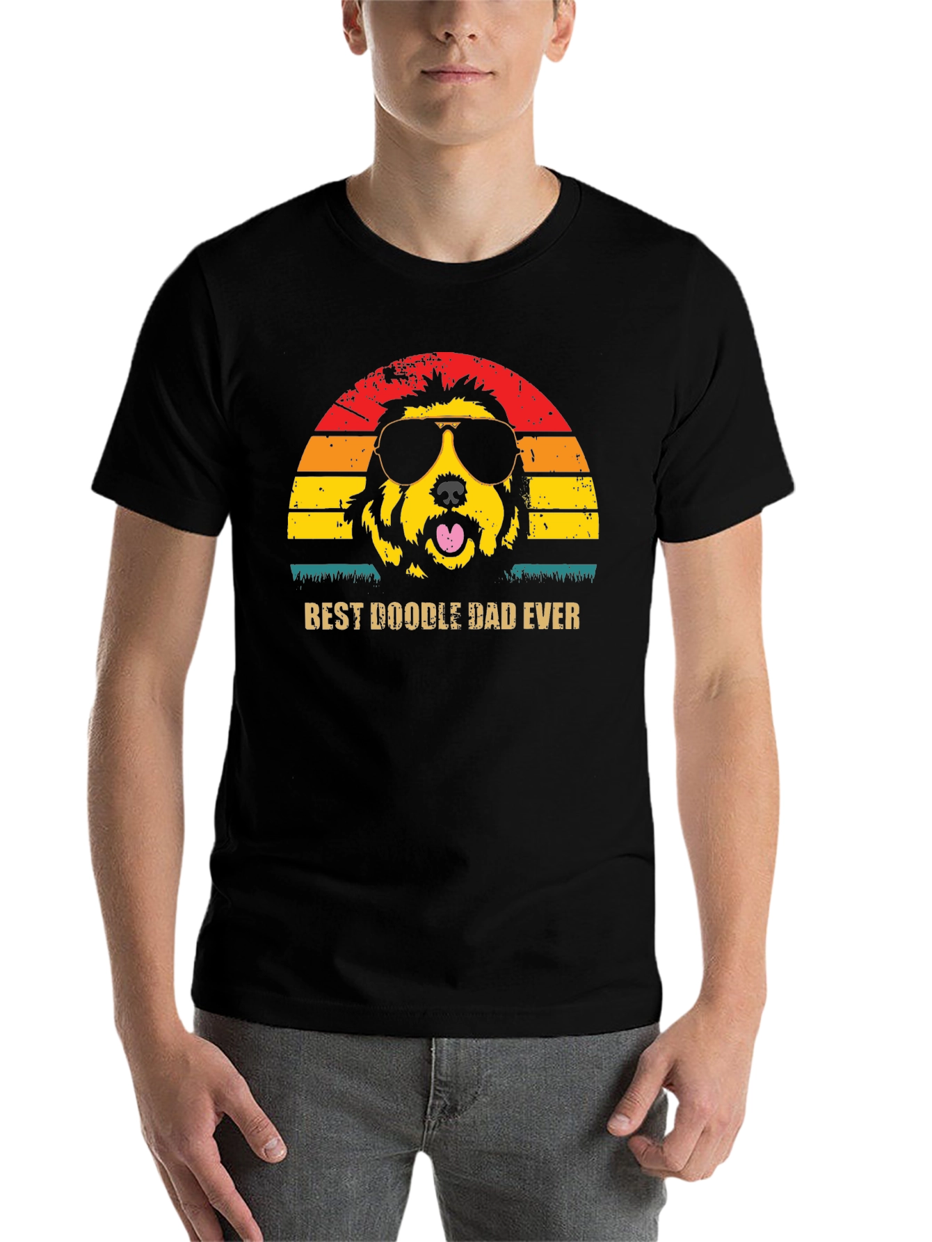 Black Best Doodle Dad Ever T-Shirt - Novelty Graphic Tee view 7