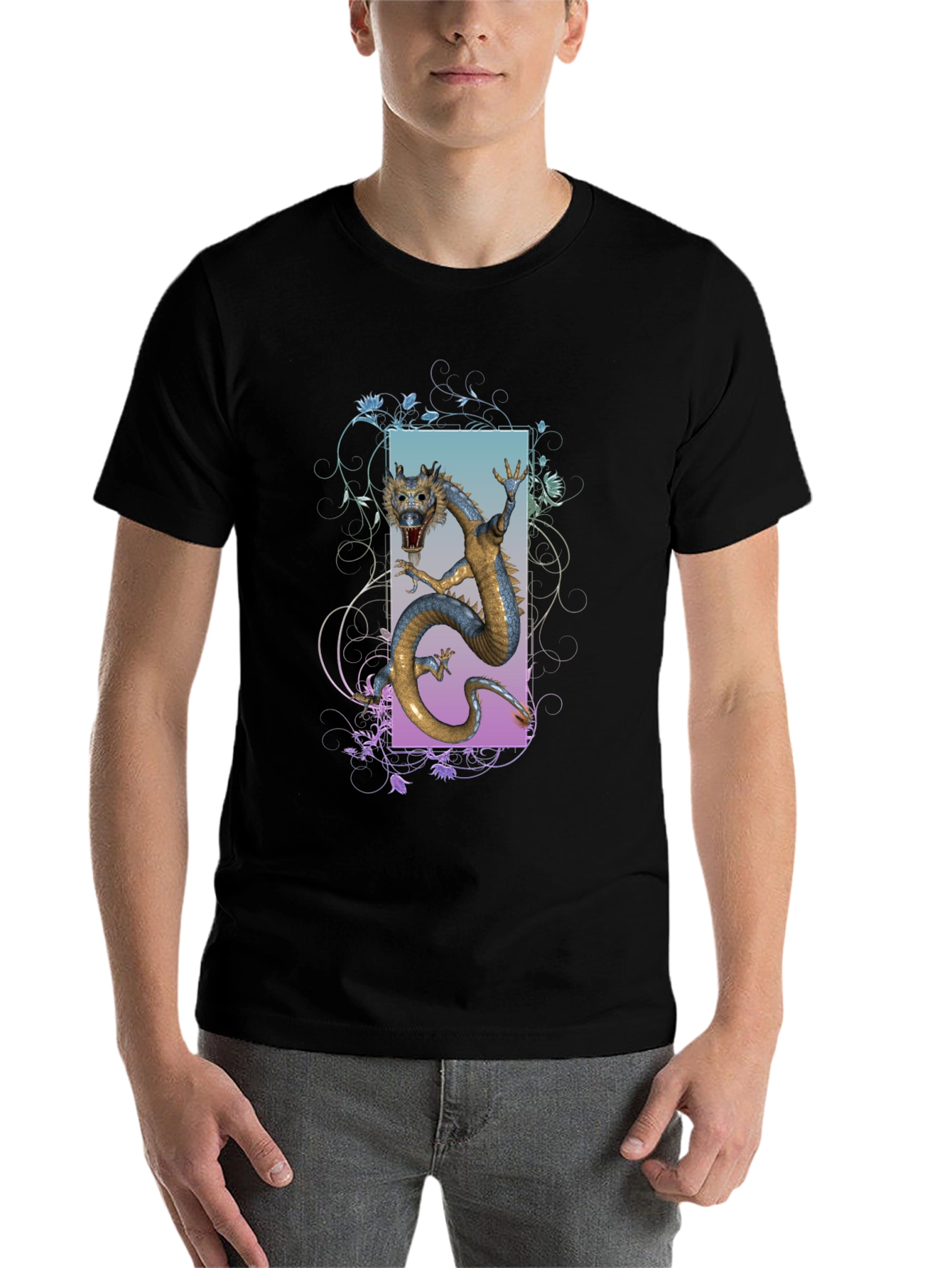 Black Dragon Graphic T-Shirt - Mythical Creature Tee view 7