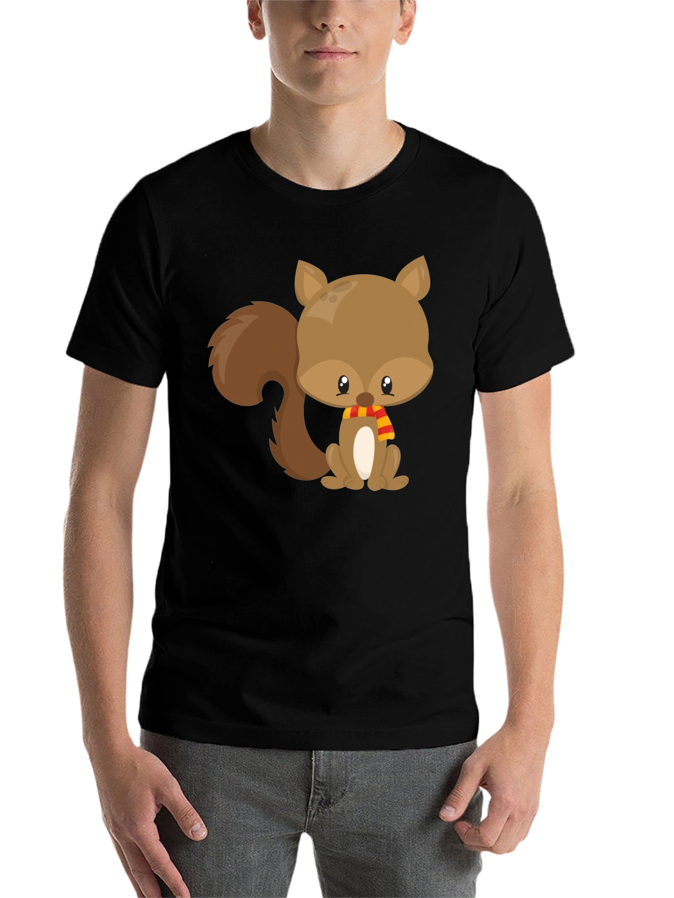 Black Cute Squirrel Black T-Shirt view 7