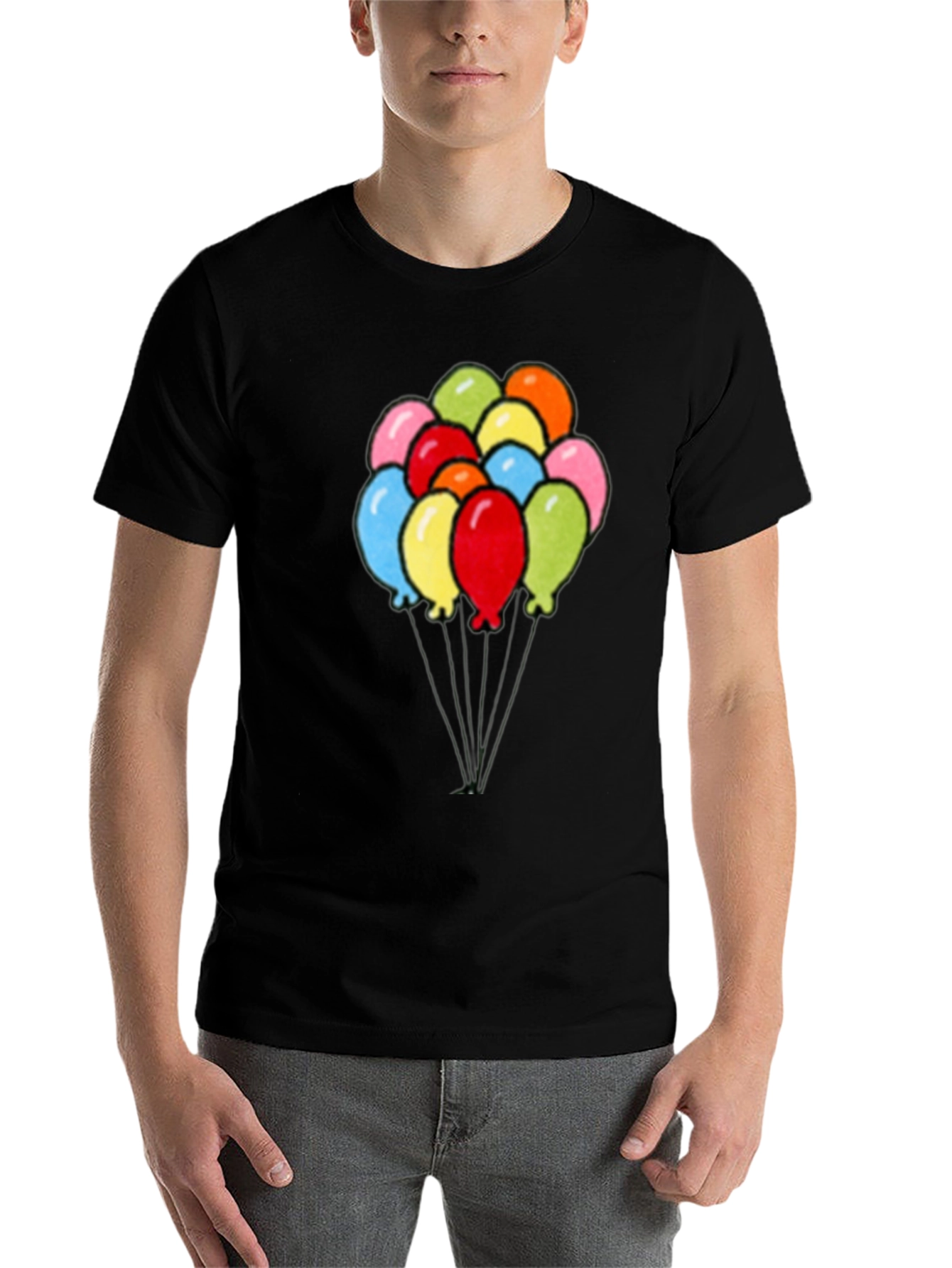 Black Balloons Graphic Black T-Shirt view 7