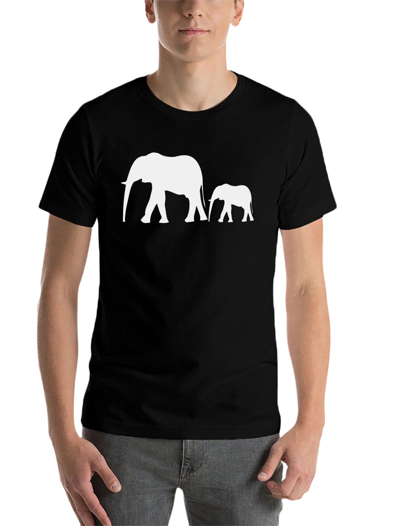 Black Elephant Family Black T-Shirt view 7