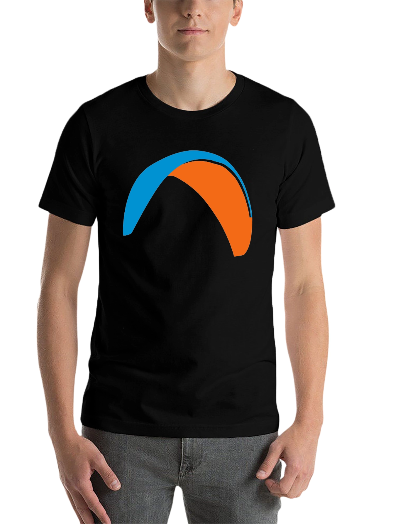 Black Paragliding Graphic Tee - Black Crew Neck T-Shirt view 7