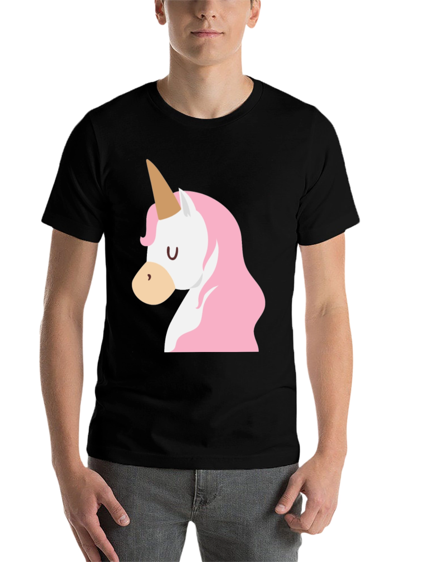 Black Men's Black Unicorn Graphic T-Shirt view 7